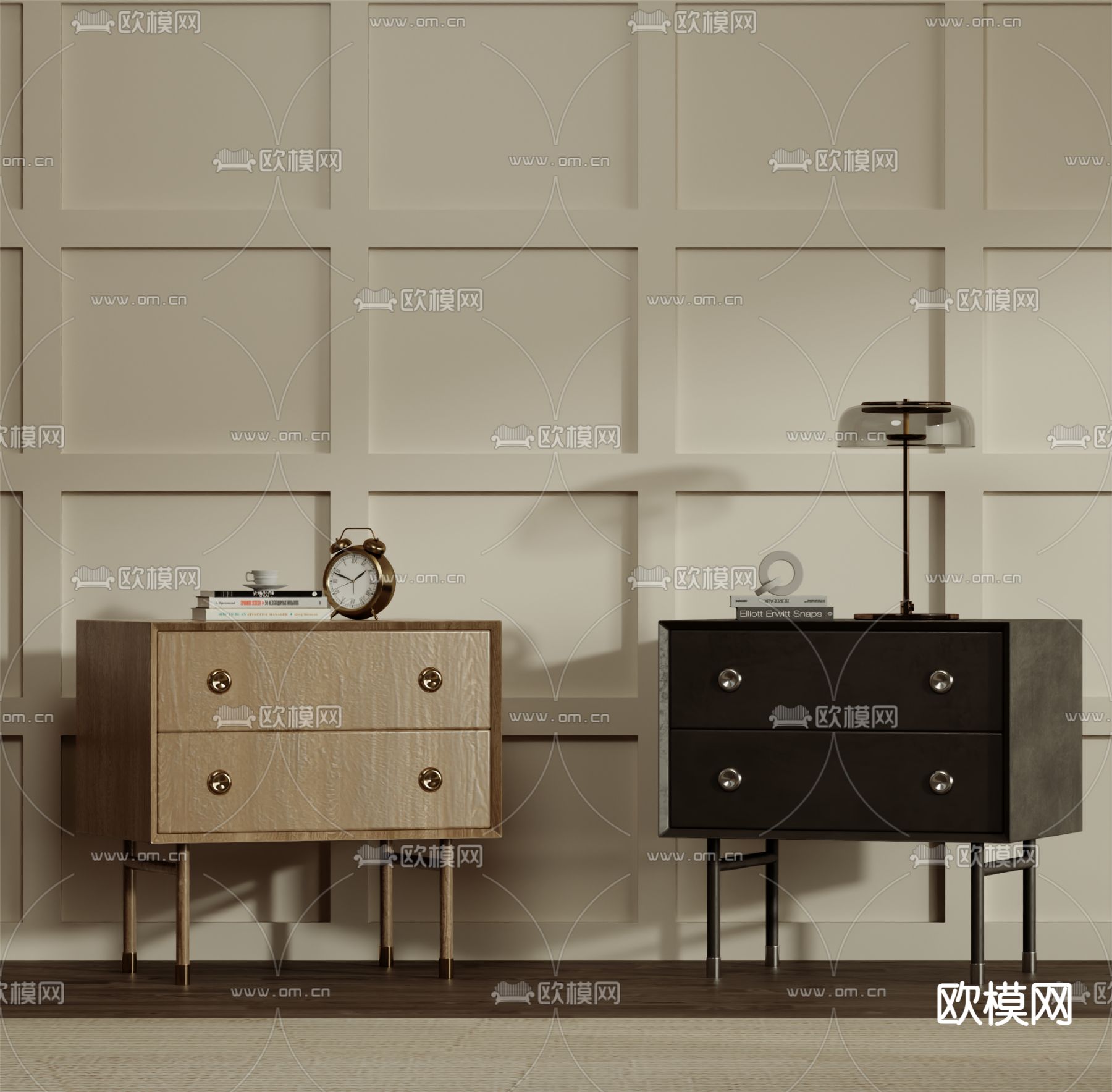 现代床头柜3d模型下载