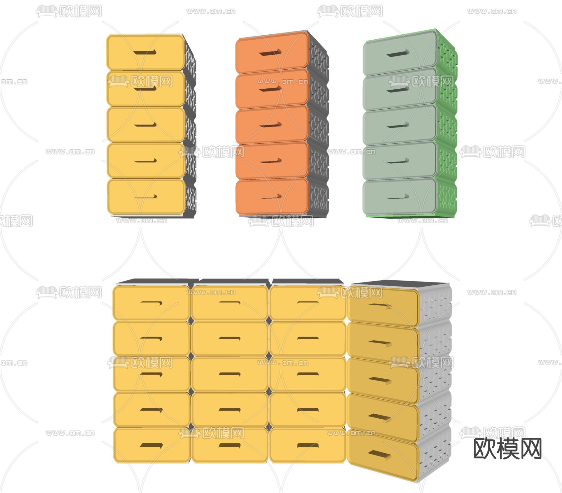 儿童储物柜su模型下载（渲染图2）