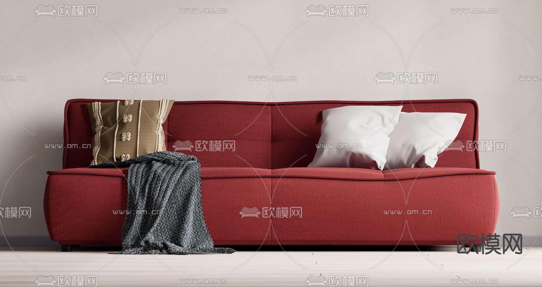 中古风双人沙发su模型下载（渲染图1）