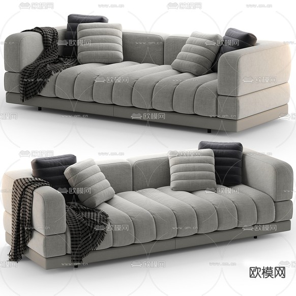 高级灰沙发 双人沙发3d模型下载