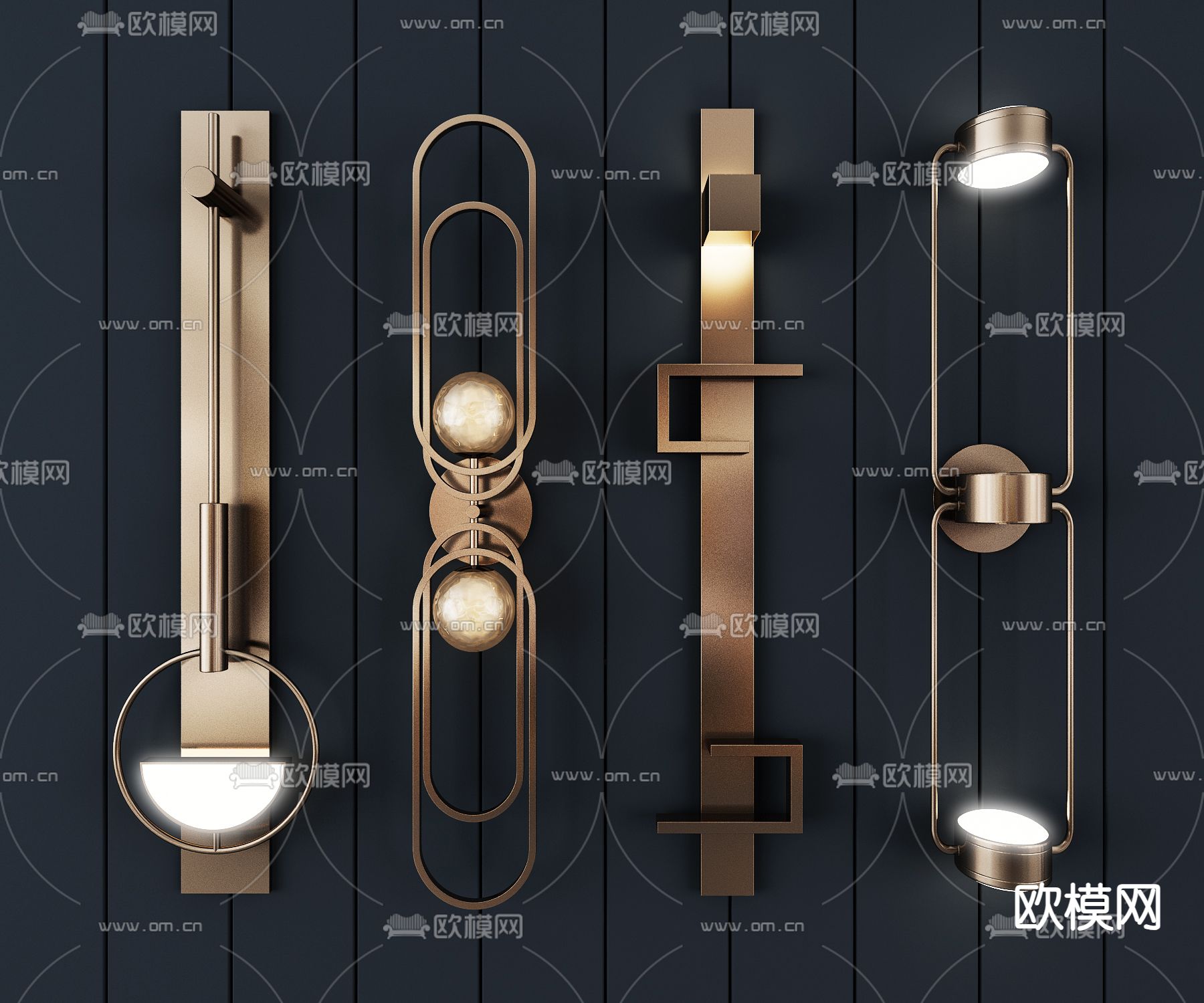 轻奢壁灯 长条壁灯3d模型下载