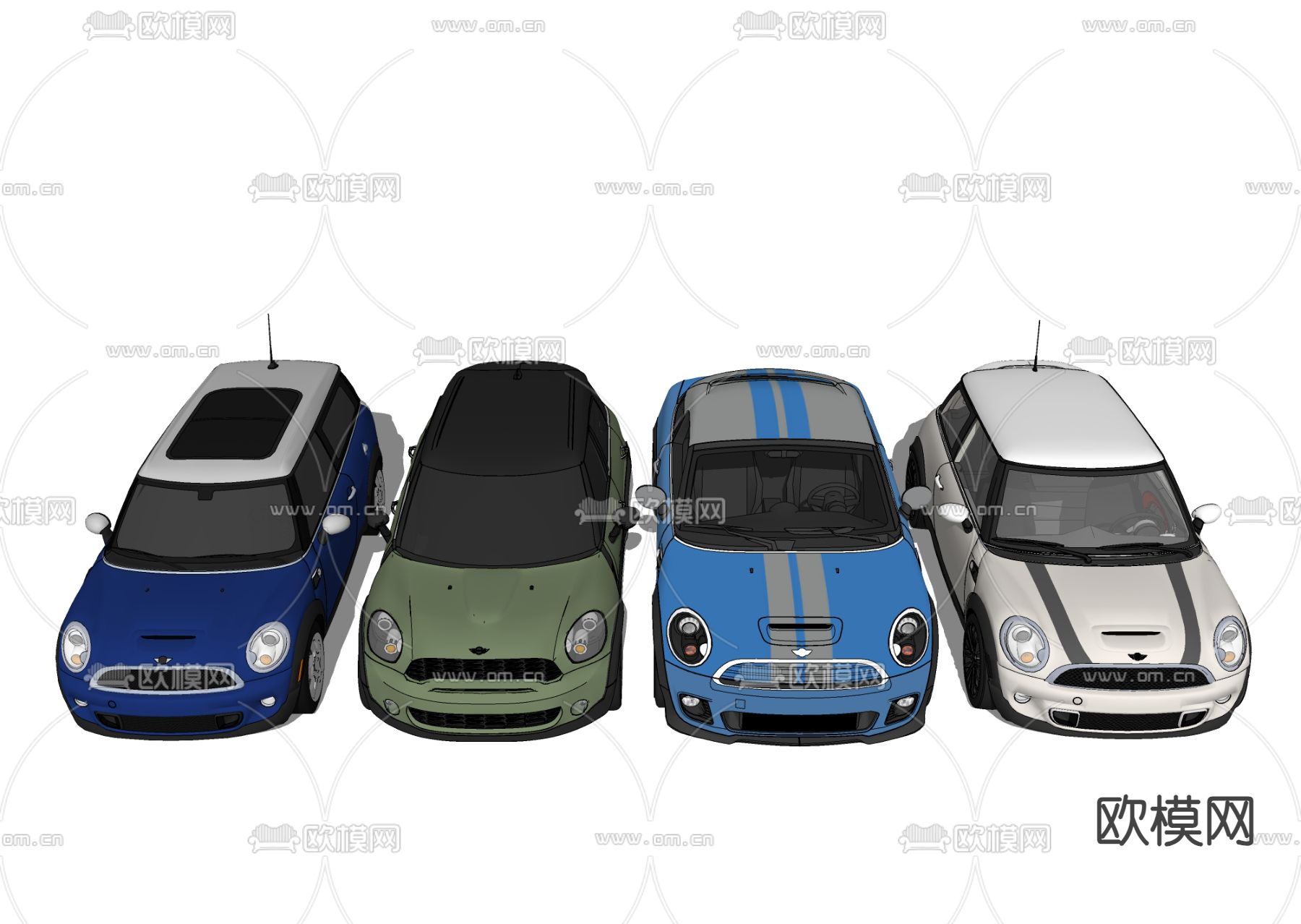 宝马mini 跑车汽车su模型下载（渲染图1）