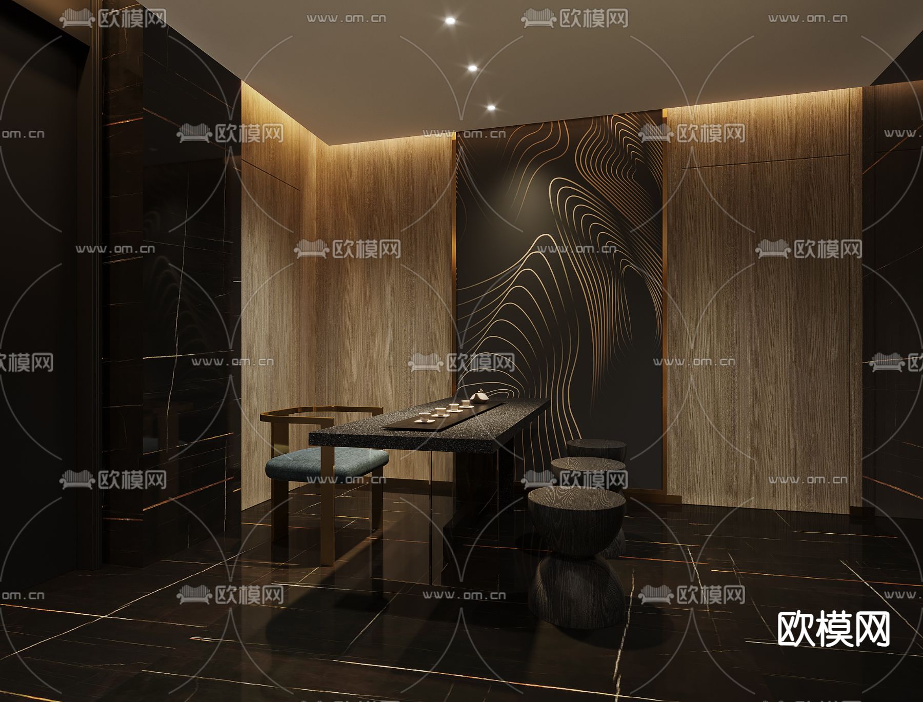 中餐厅包房 酒楼包间3d模型下载（渲染图2）