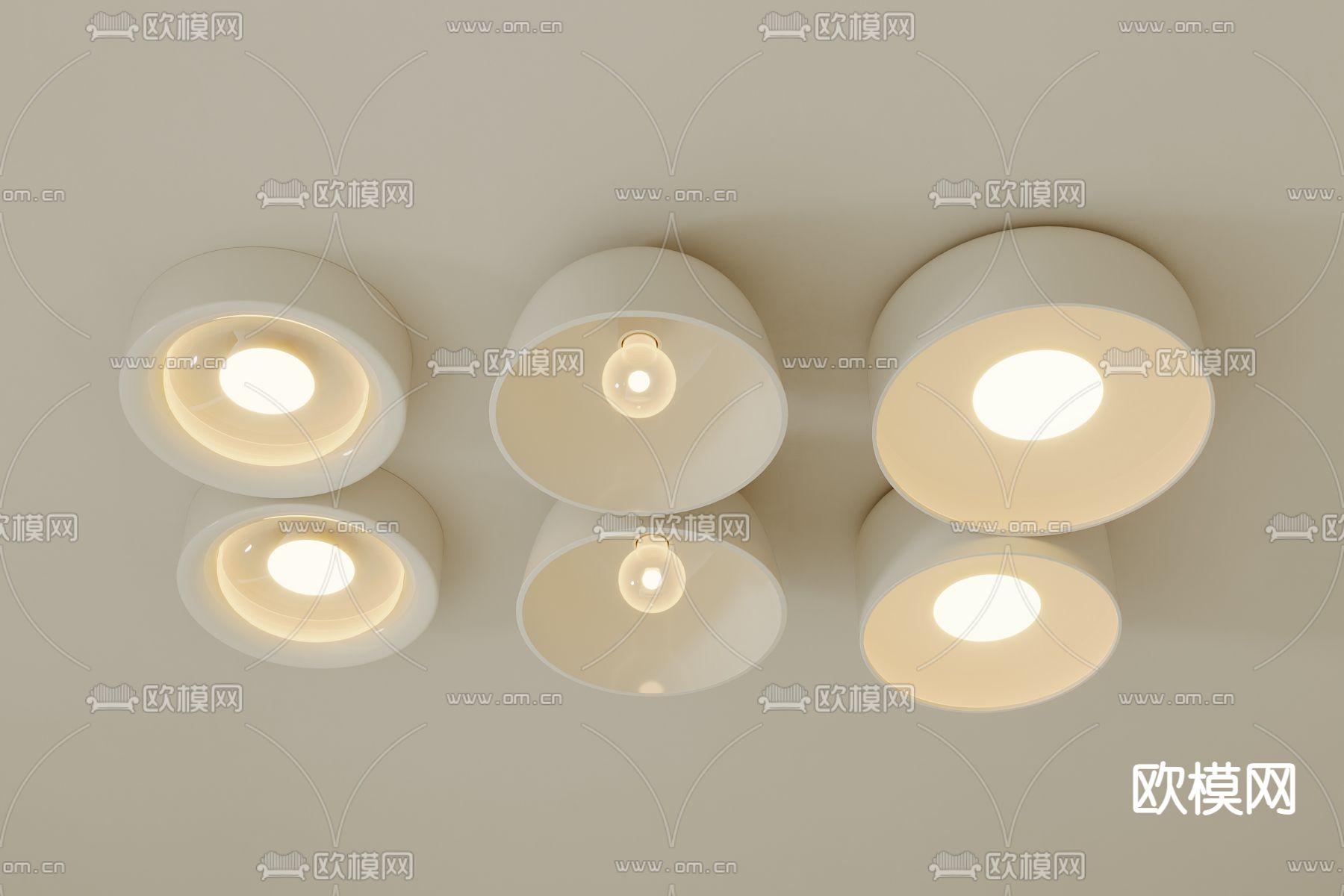 现代吸顶灯 卧室灯su模型下载（渲染图1）