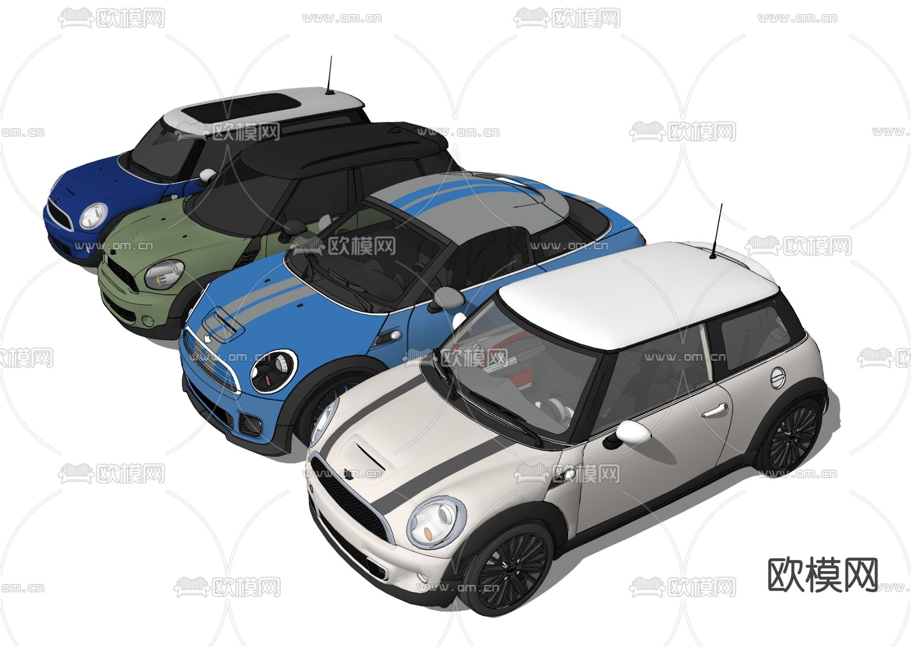 宝马mini 跑车汽车su模型下载（渲染图2）