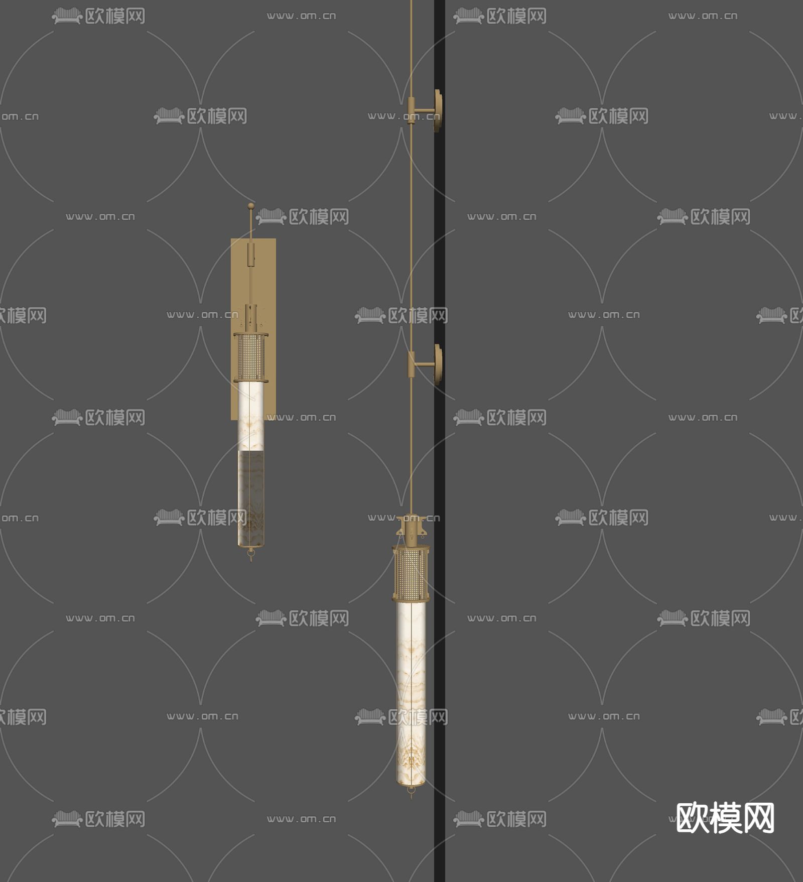 新中式壁灯su模型下载（渲染图2）