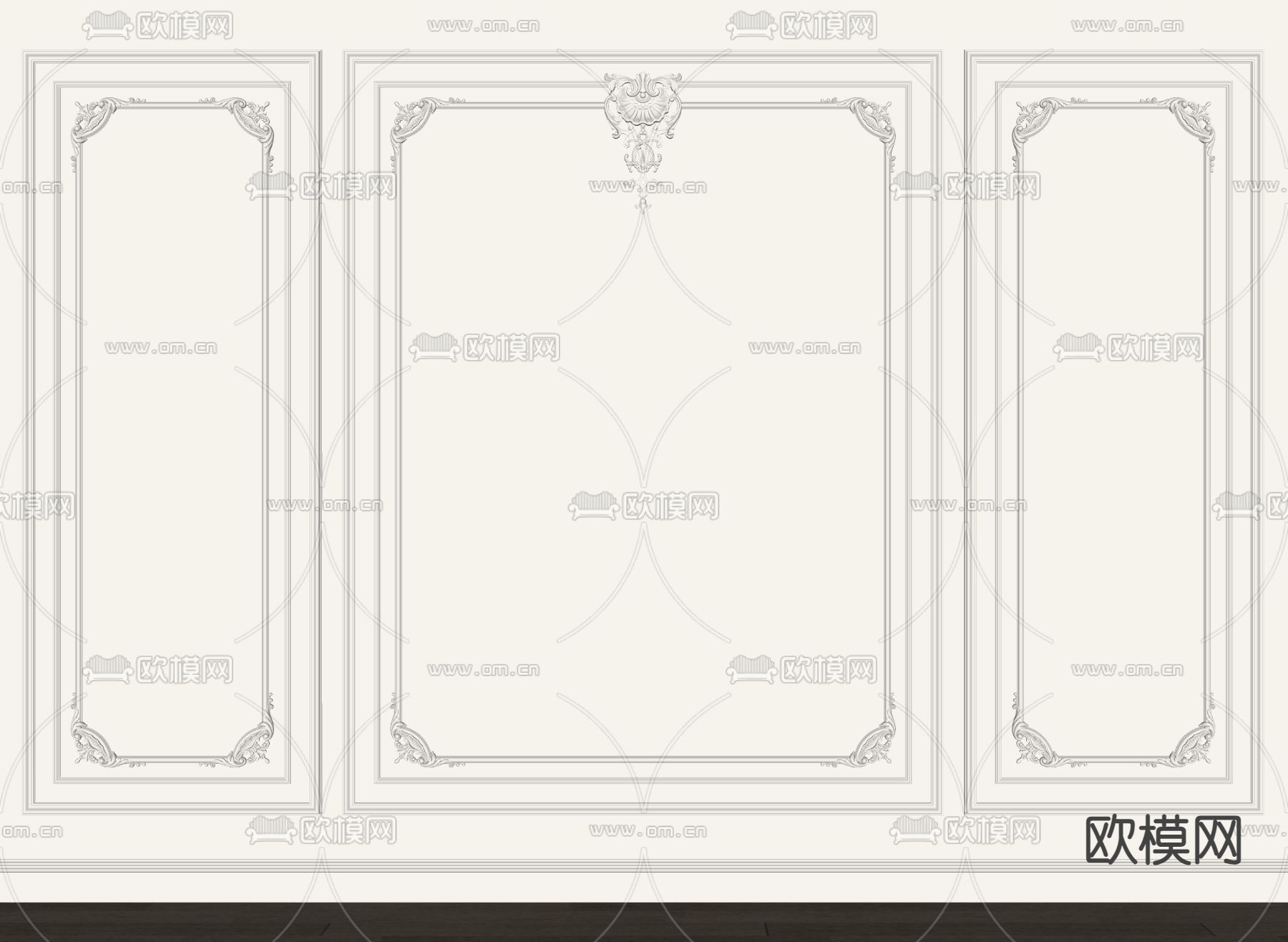 简欧雕花 护墙板su模型