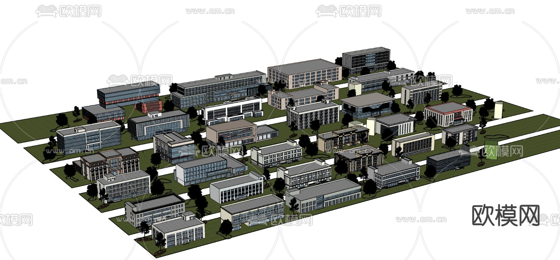 多层办公楼 厂房 民房su模型下载