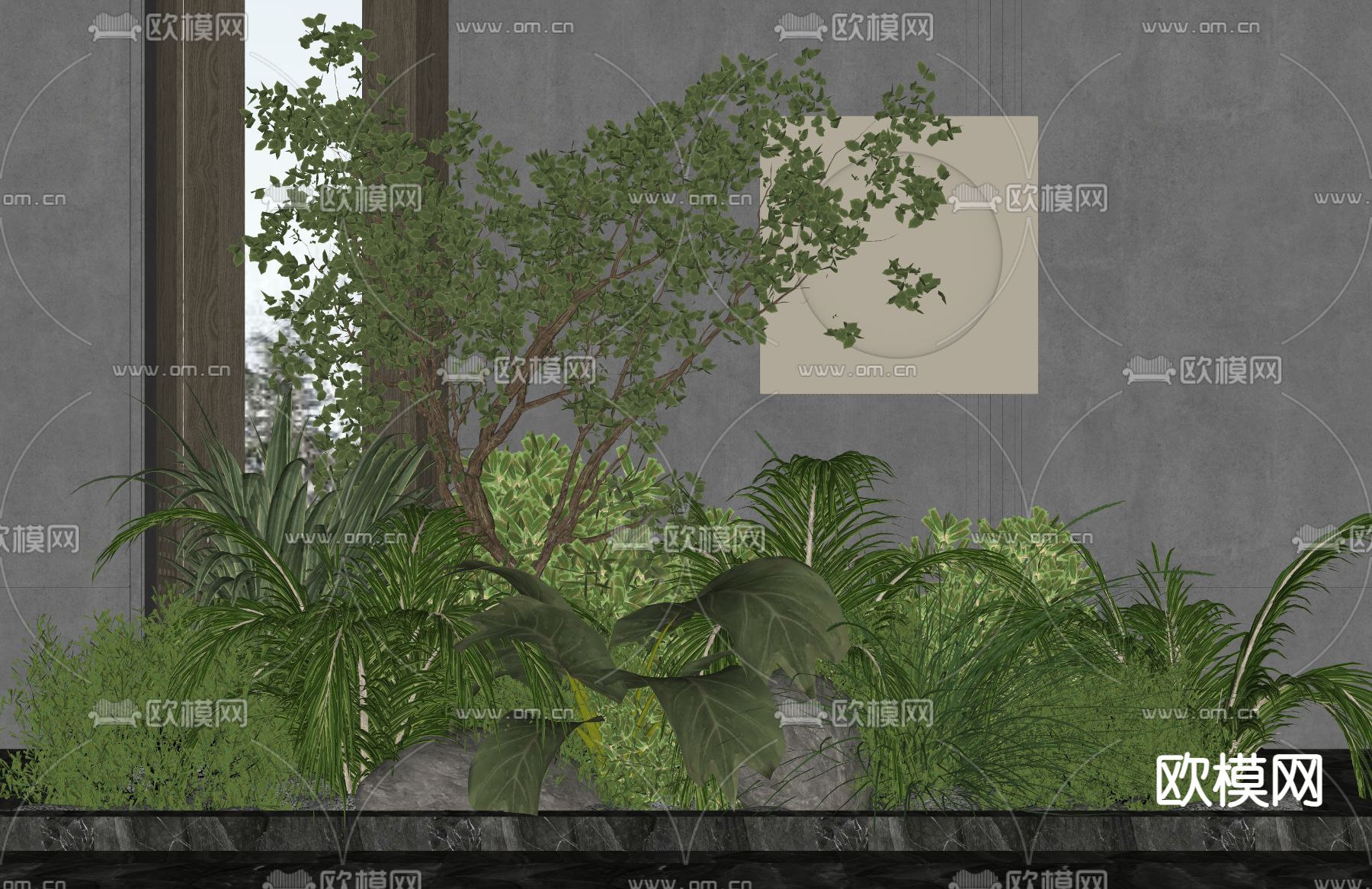 植物堆 景观植物su模型下载（渲染图2）