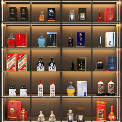  白酒 红酒 洋酒su模型 