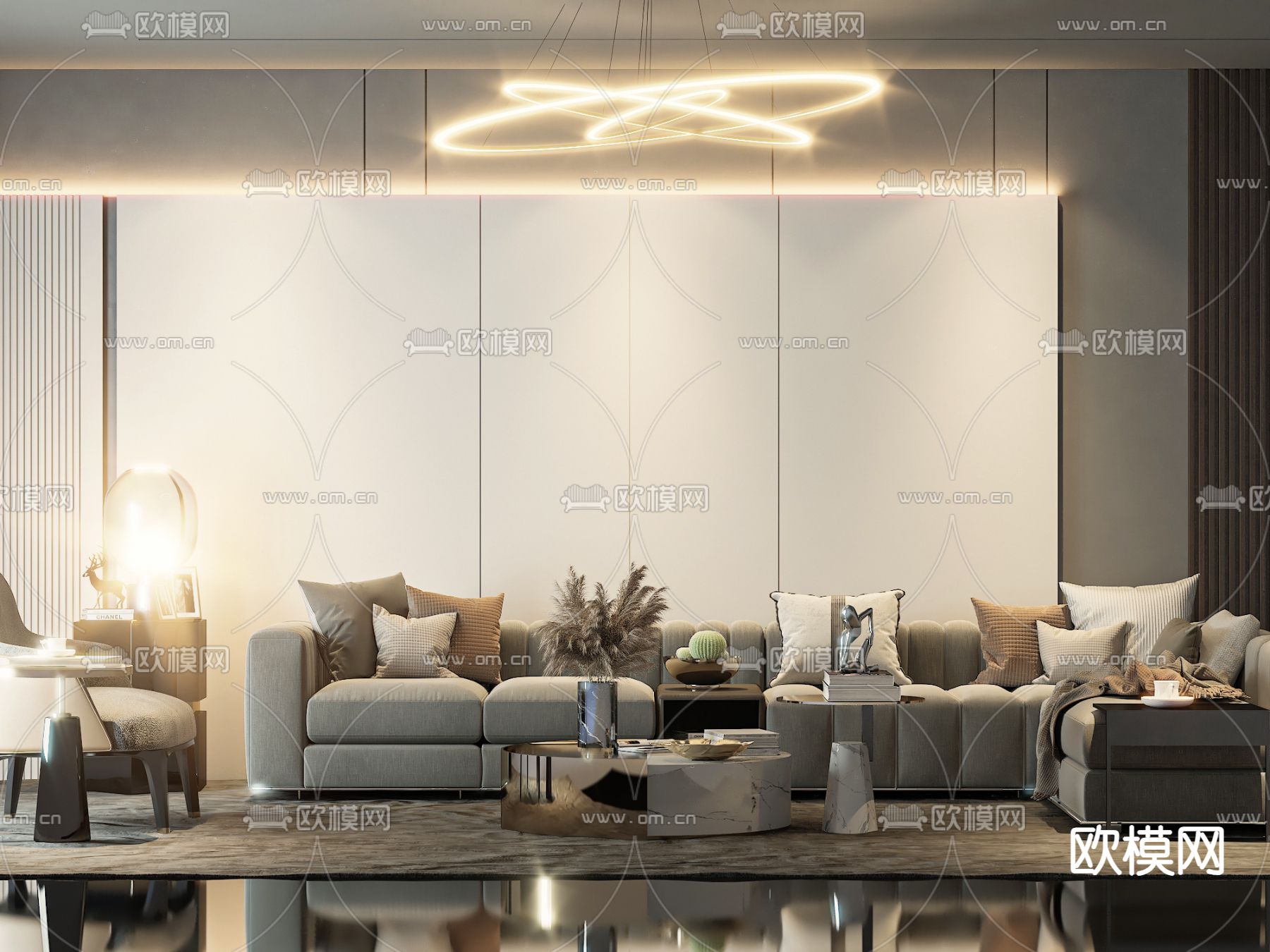 轻奢组合沙发3d模型下载