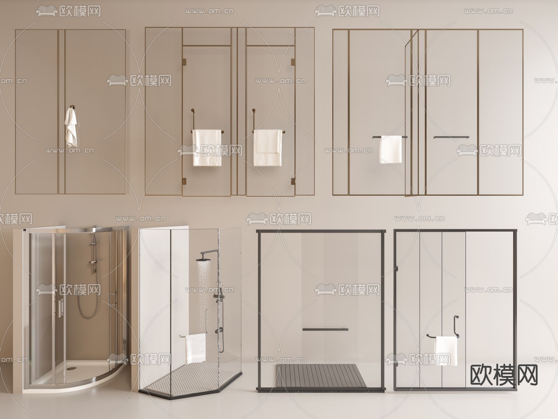 淋浴间 淋浴隔断su模型下载（渲染图1）