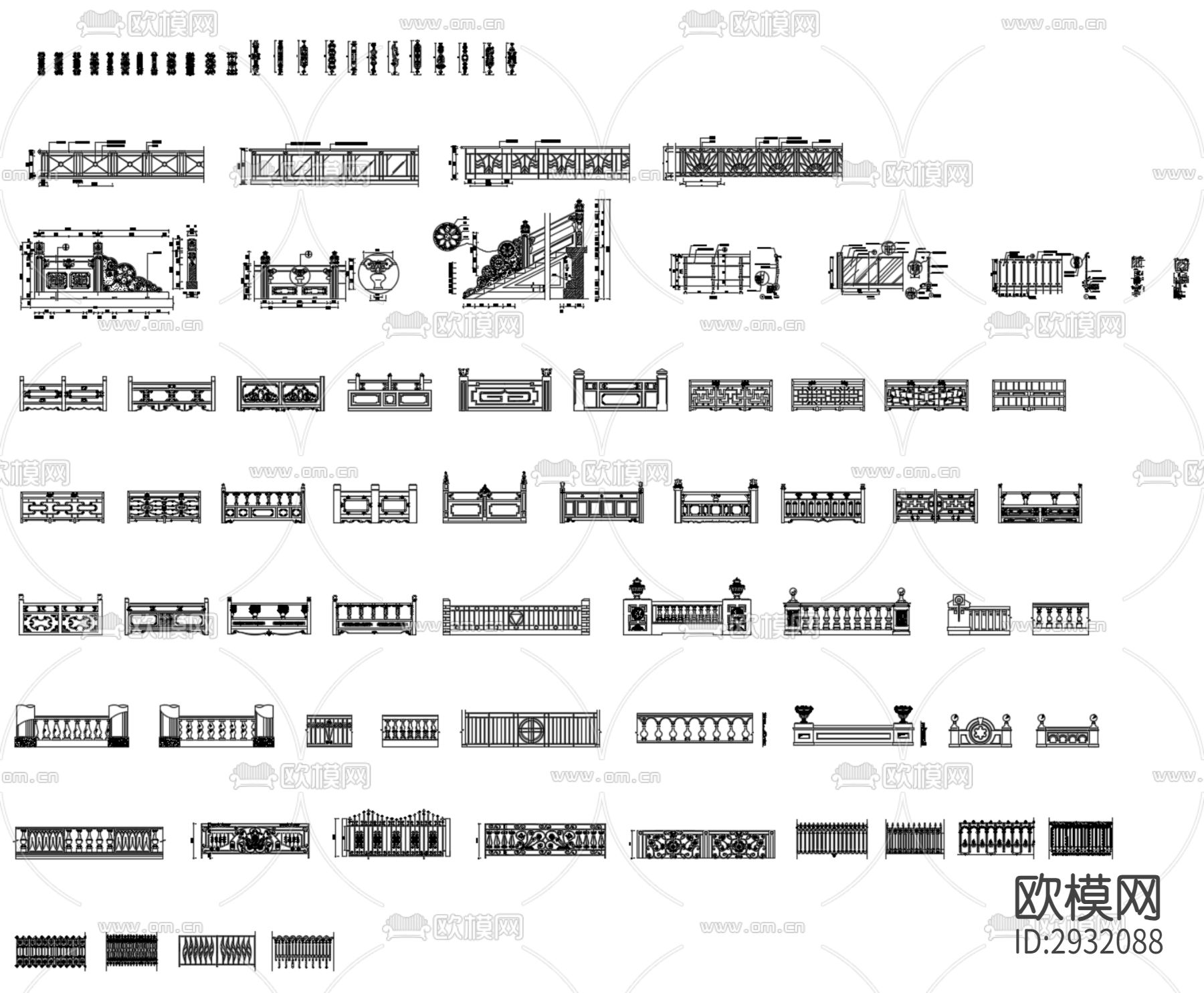 欧式拼花构件图块cad图库下载（渲染图3）