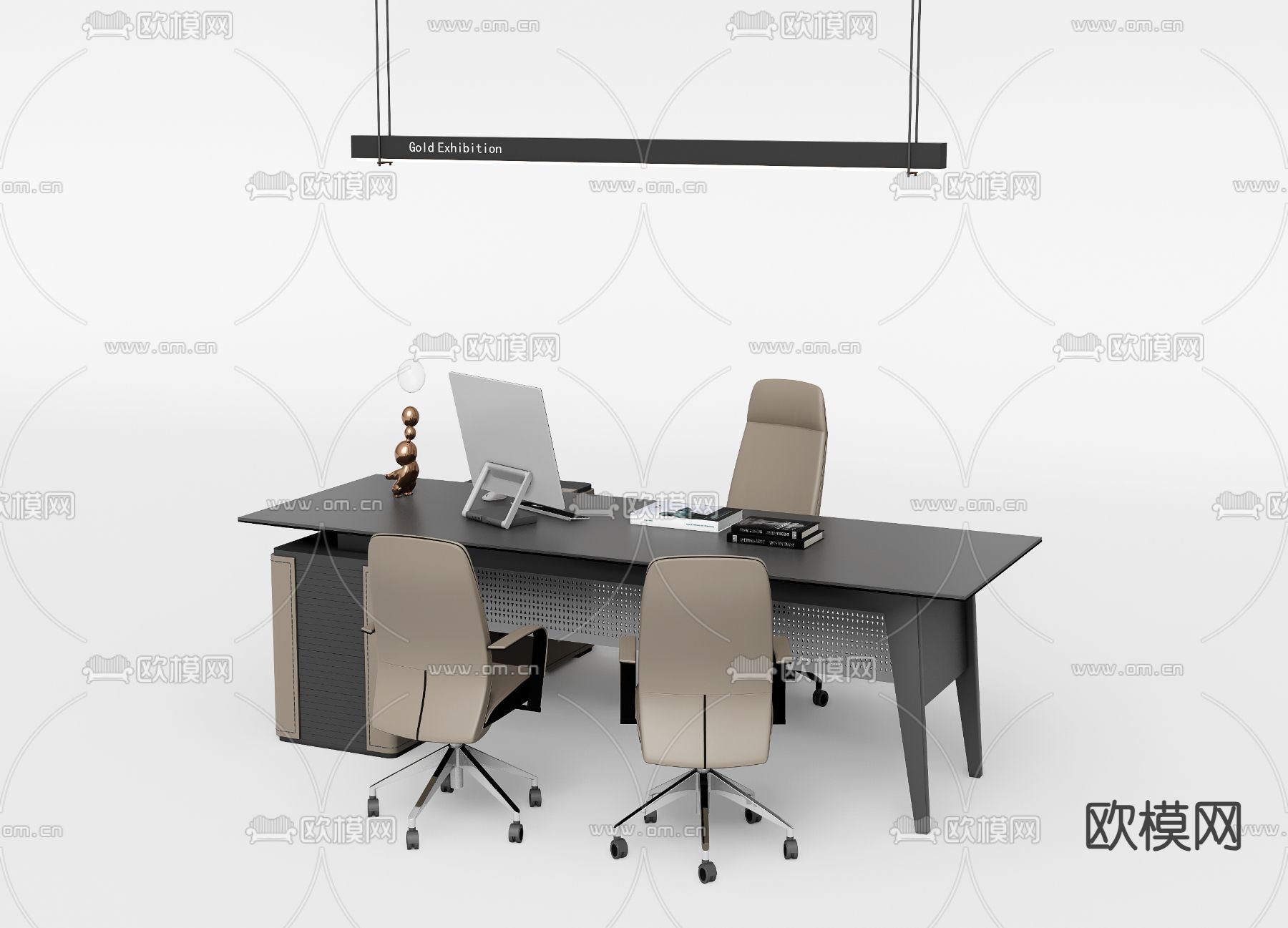 班台桌 老板桌3d模型下载