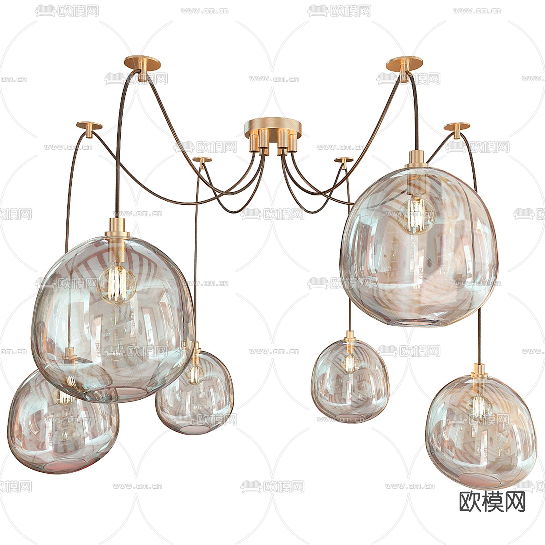 轻奢吊灯 大堂灯 装饰灯3d模型下载