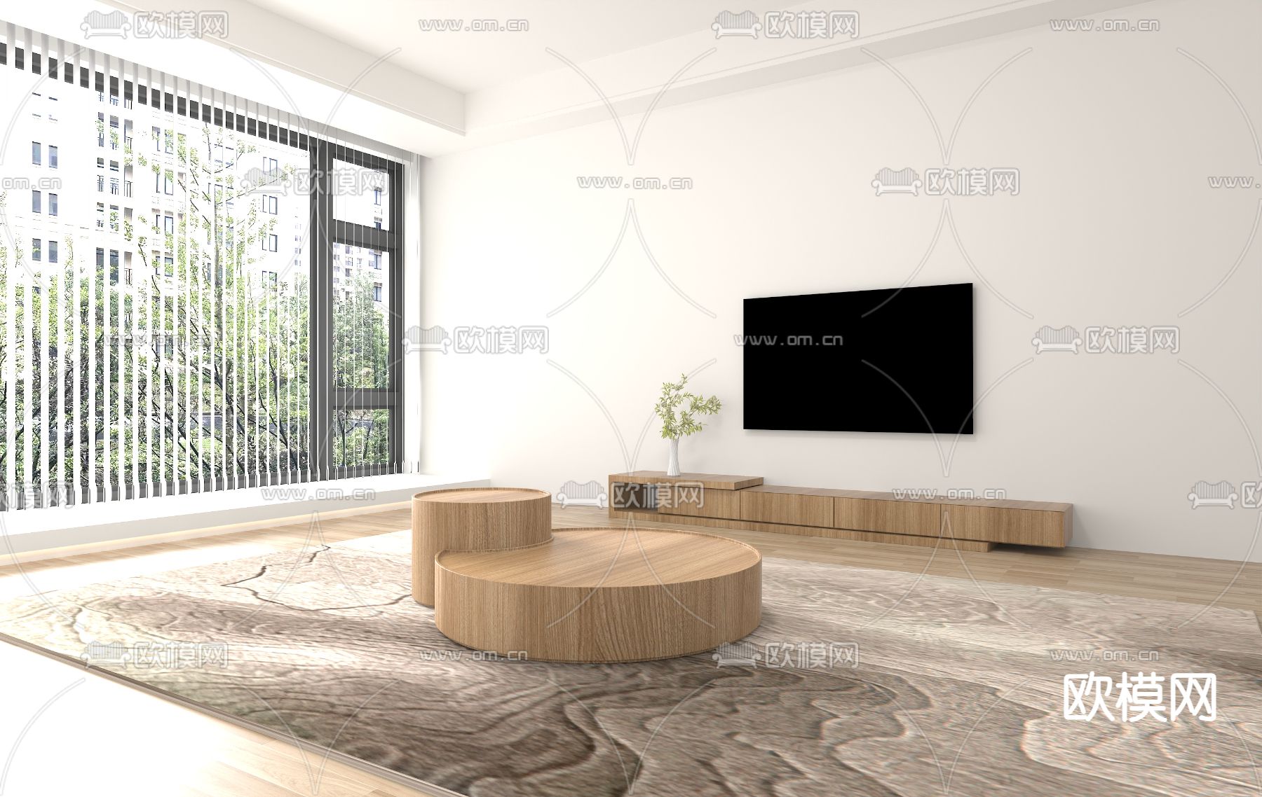 现代电视柜免费3d模型下载（渲染图1）