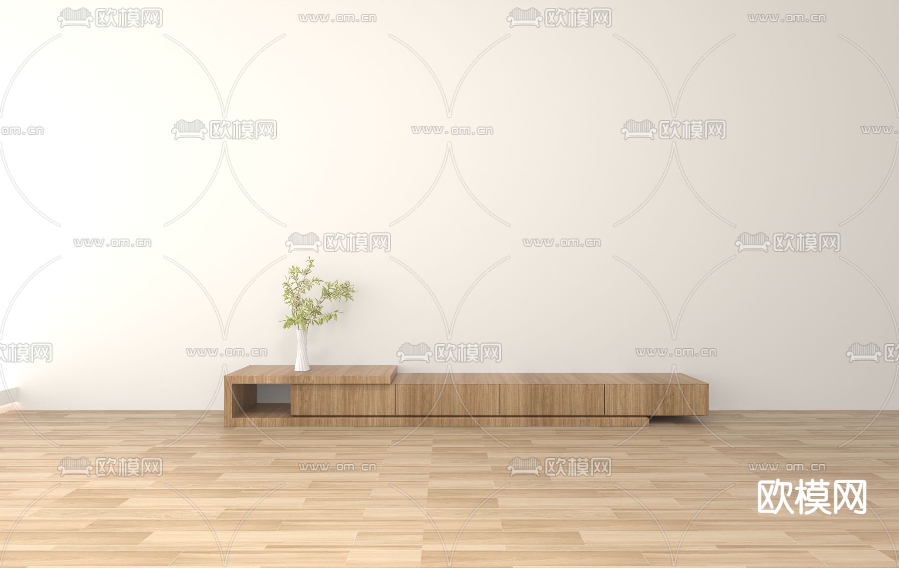 现代电视柜免费3d模型下载（渲染图2）