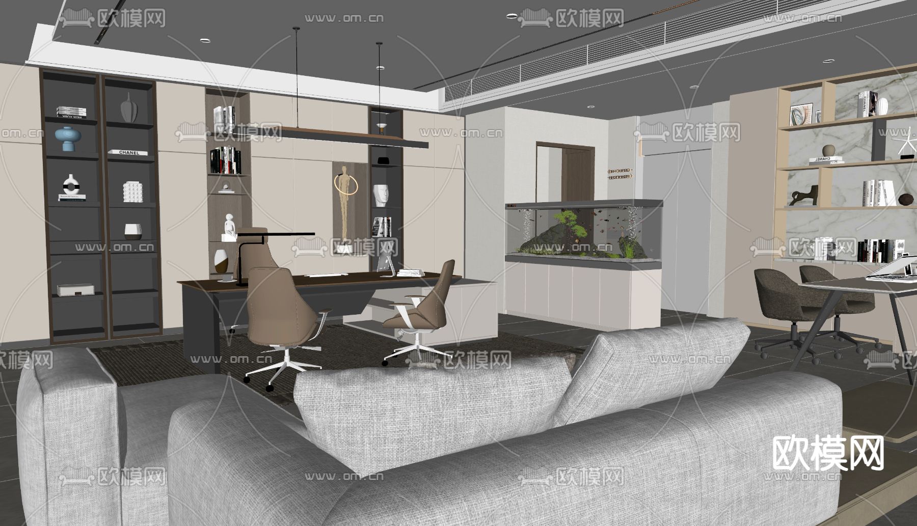经理办公室 董事长办公室su模型下载（渲染图2）