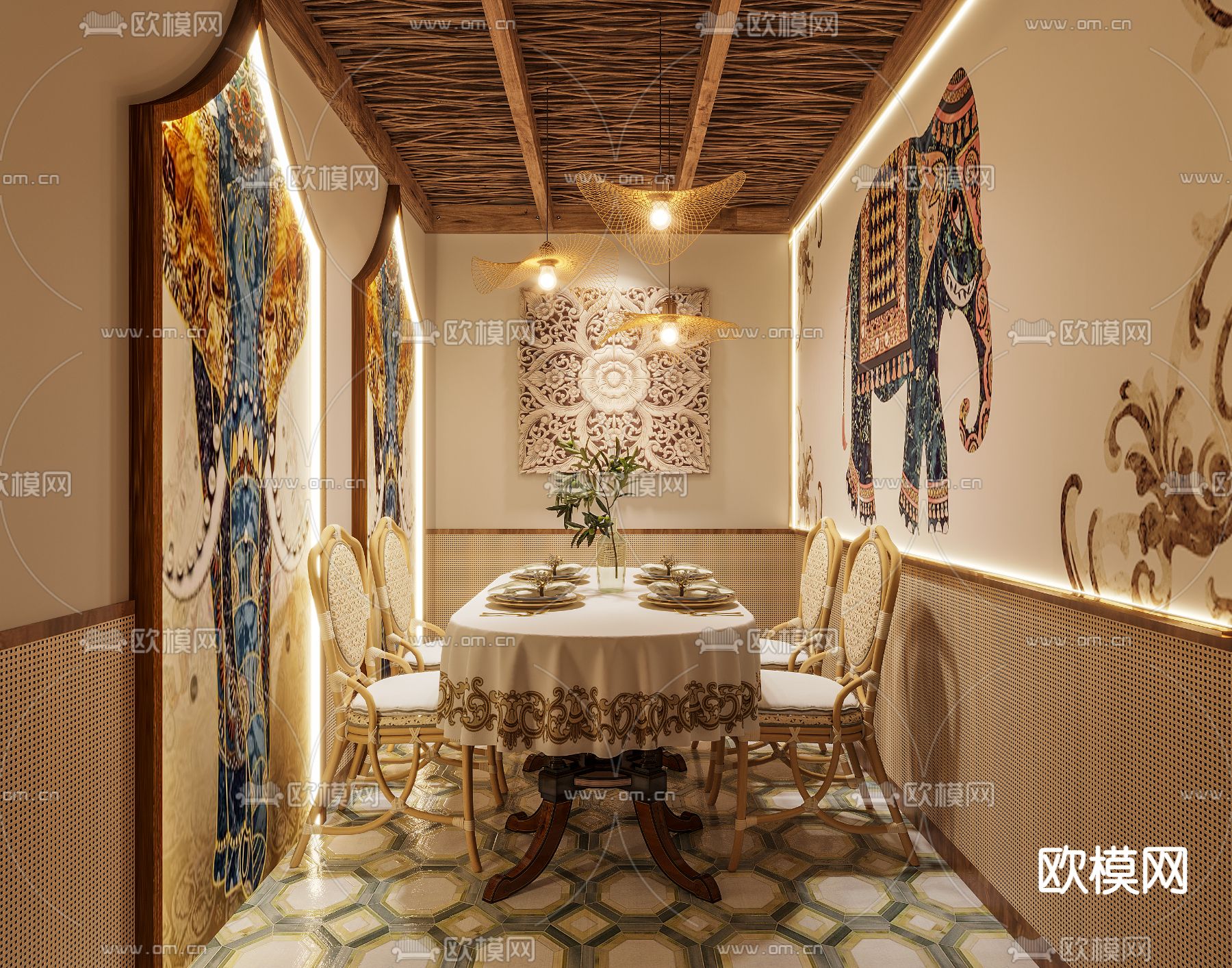 私房菜包厢 酒楼包房3d模型下载