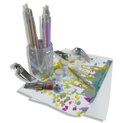  画笔 颜料 画纸工具su模型 