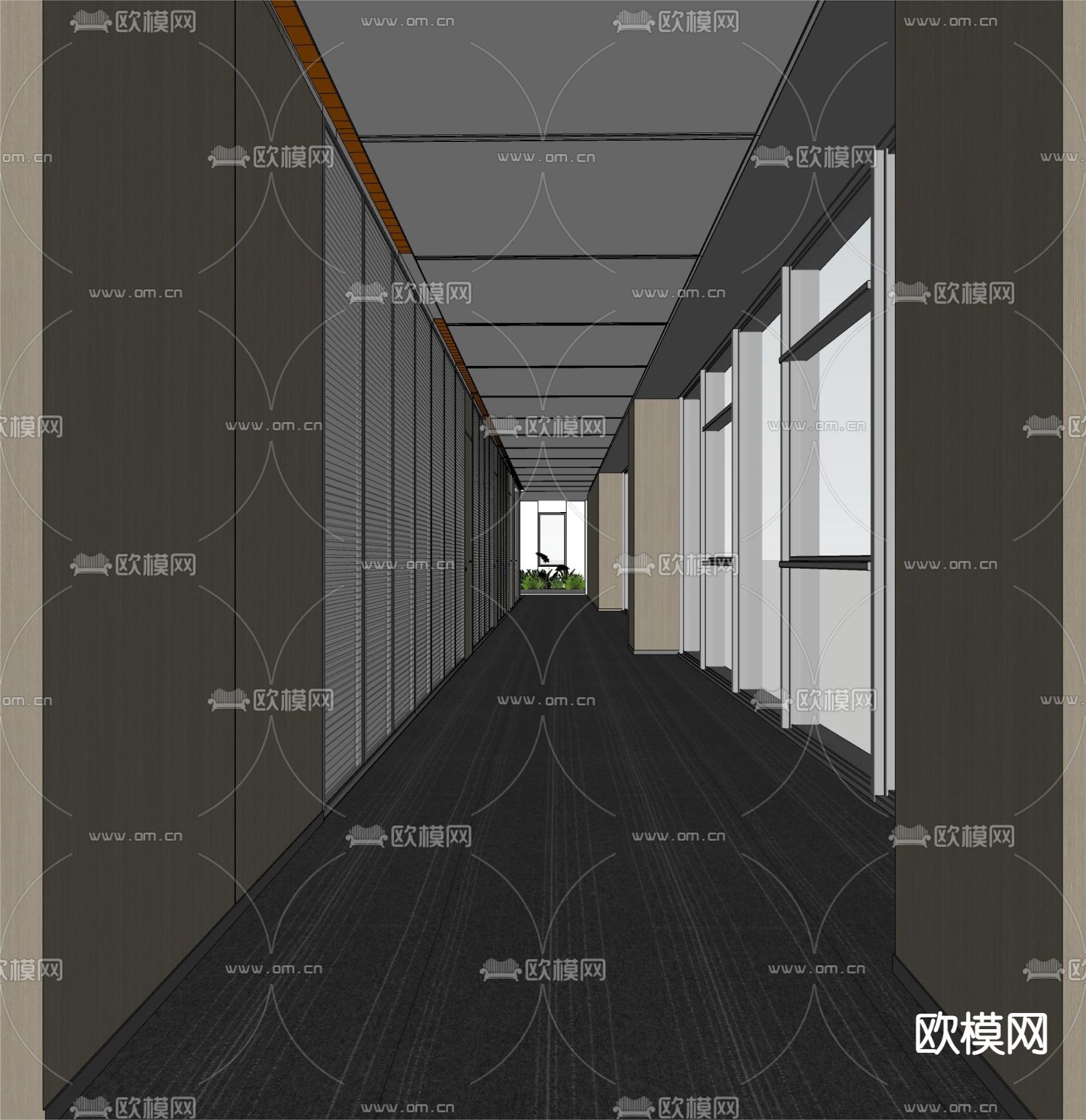 公共走廊过道su模型下载（渲染图2）