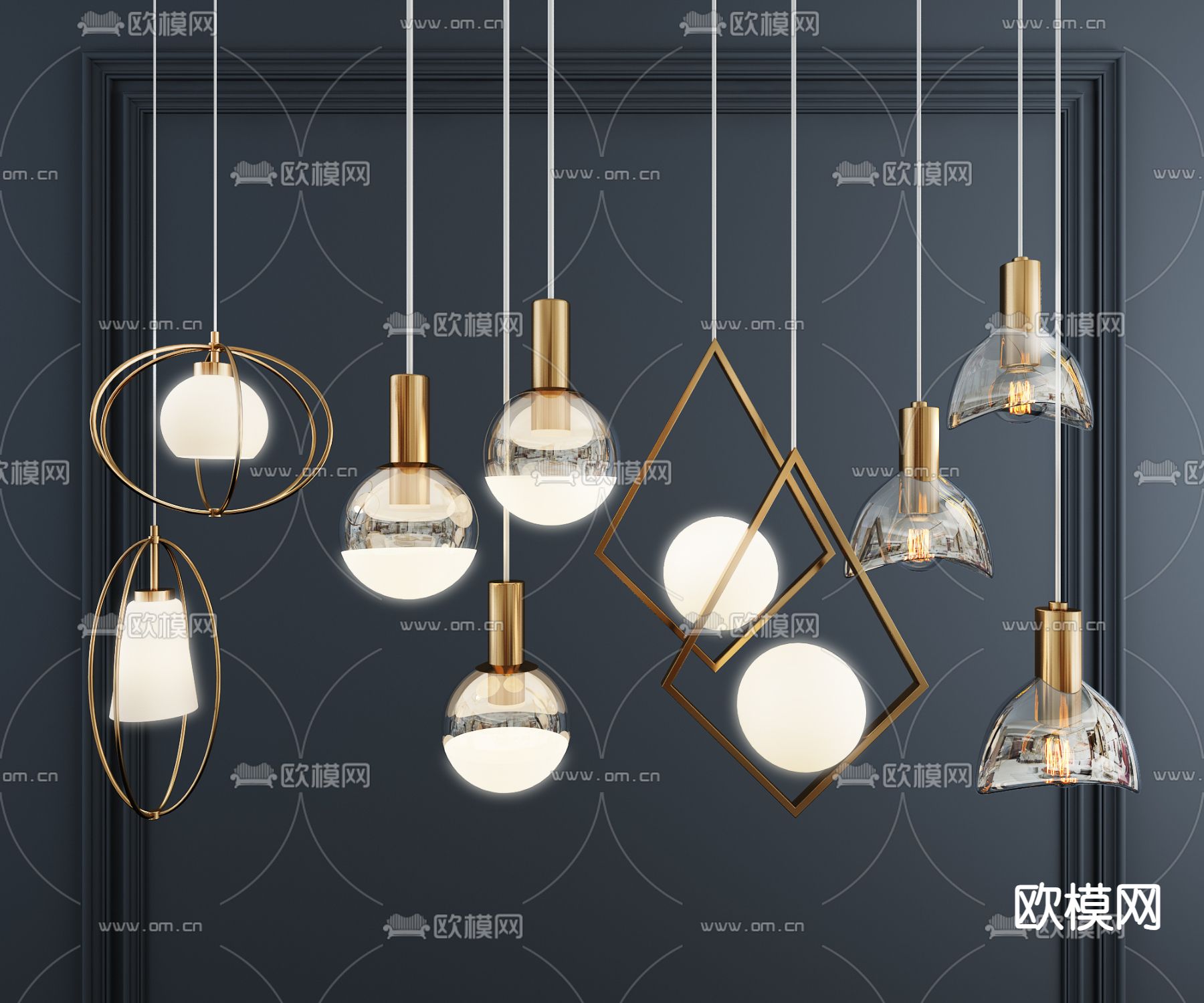 轻奢小吊灯3d模型下载