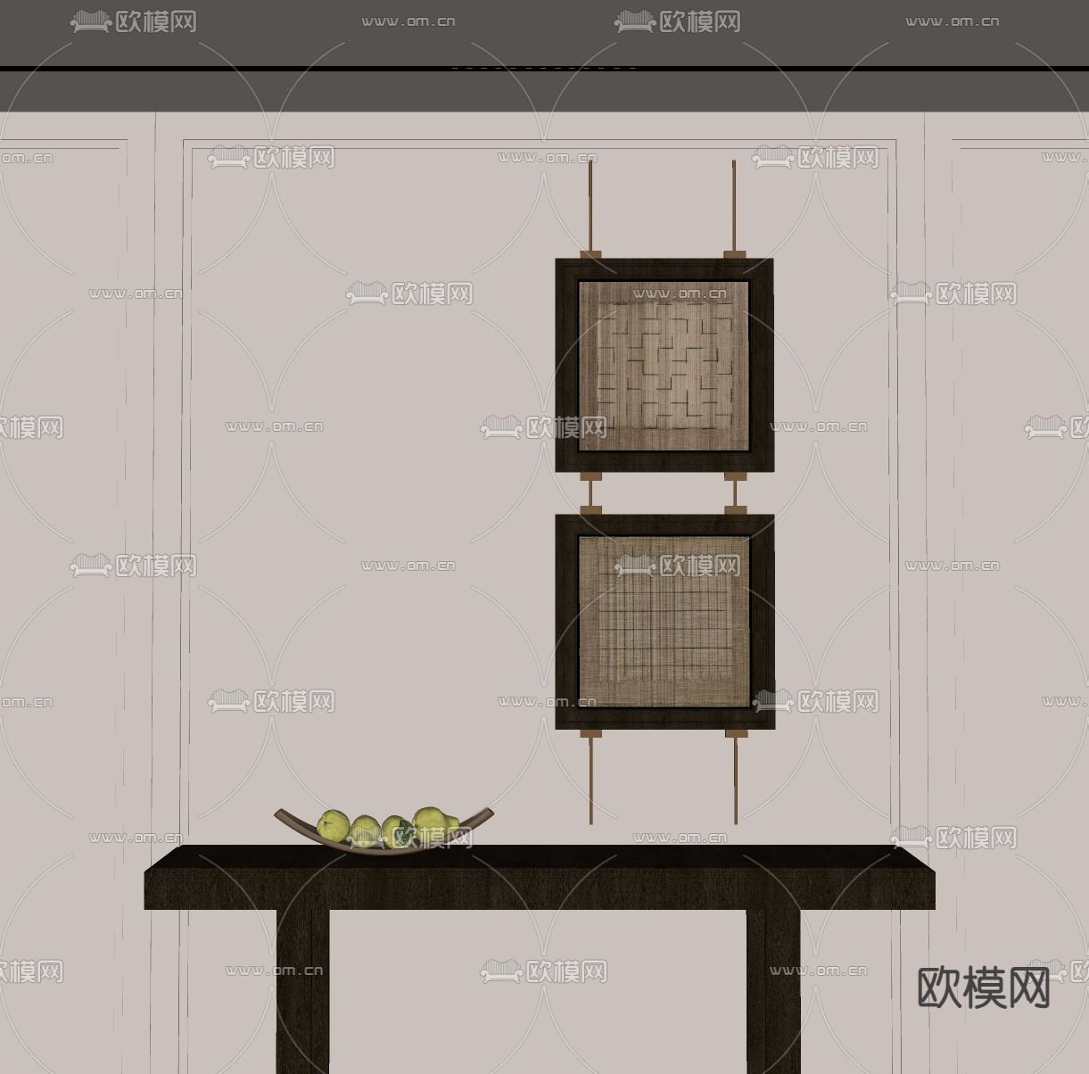 侘寂风装饰画 挂画su模型下载（渲染图2）