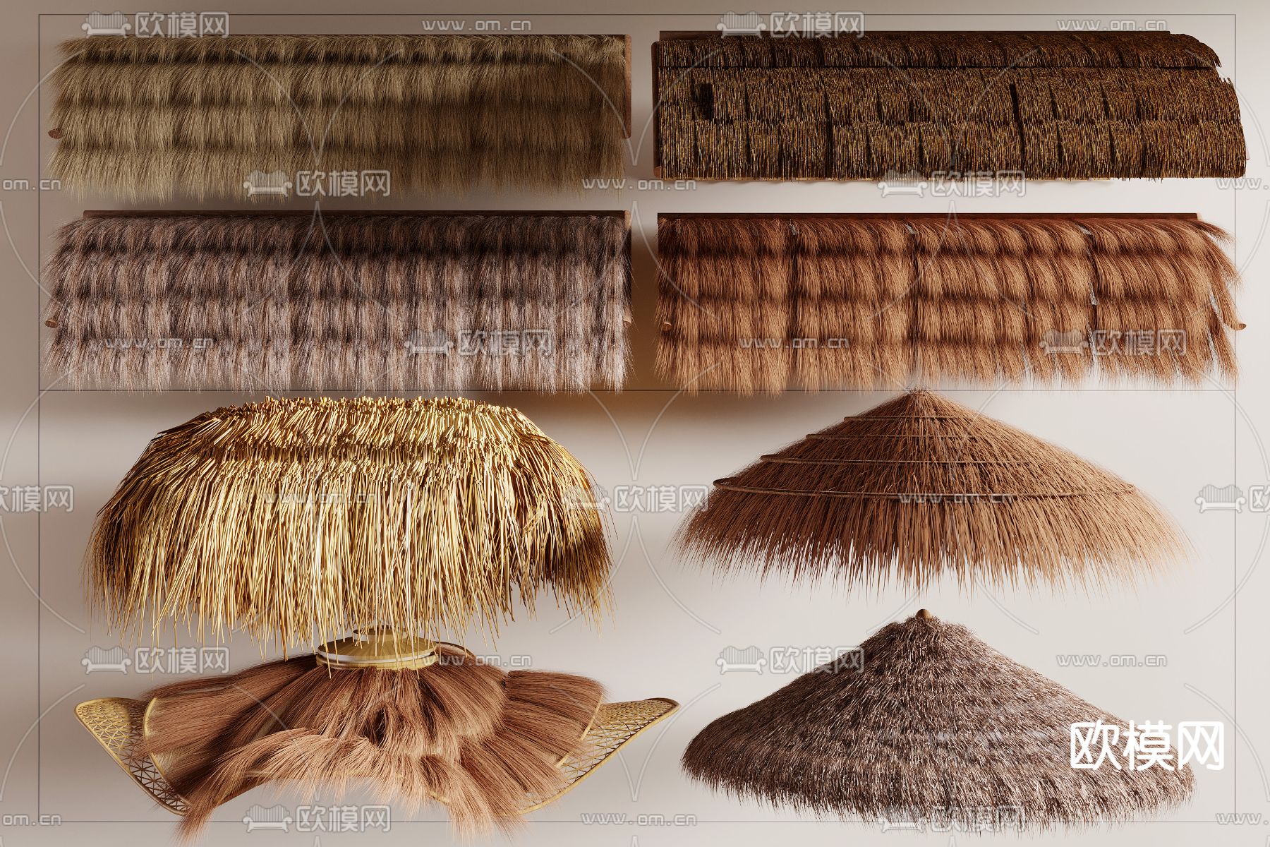 茅草 茅草棚 枯草 草垛3d模型下载