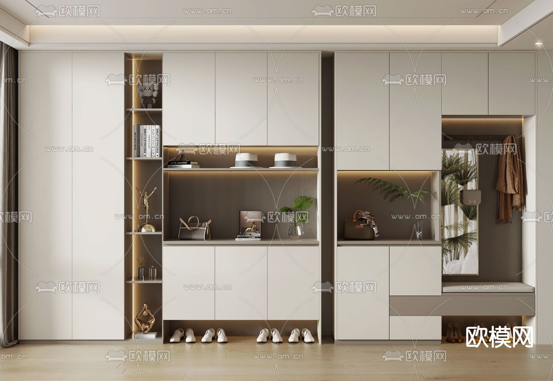 现代玄关鞋柜3d模型下载