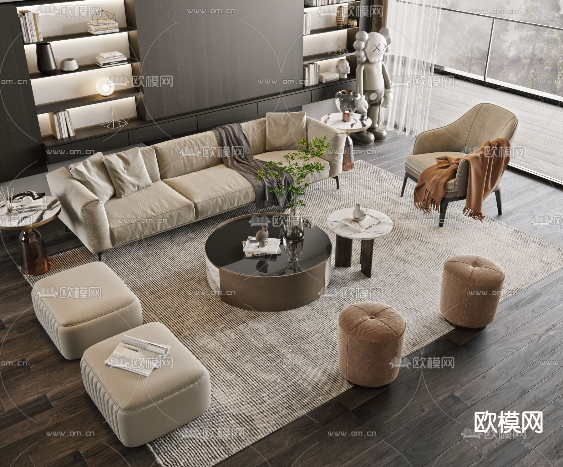 现代组合沙发3d模型下载