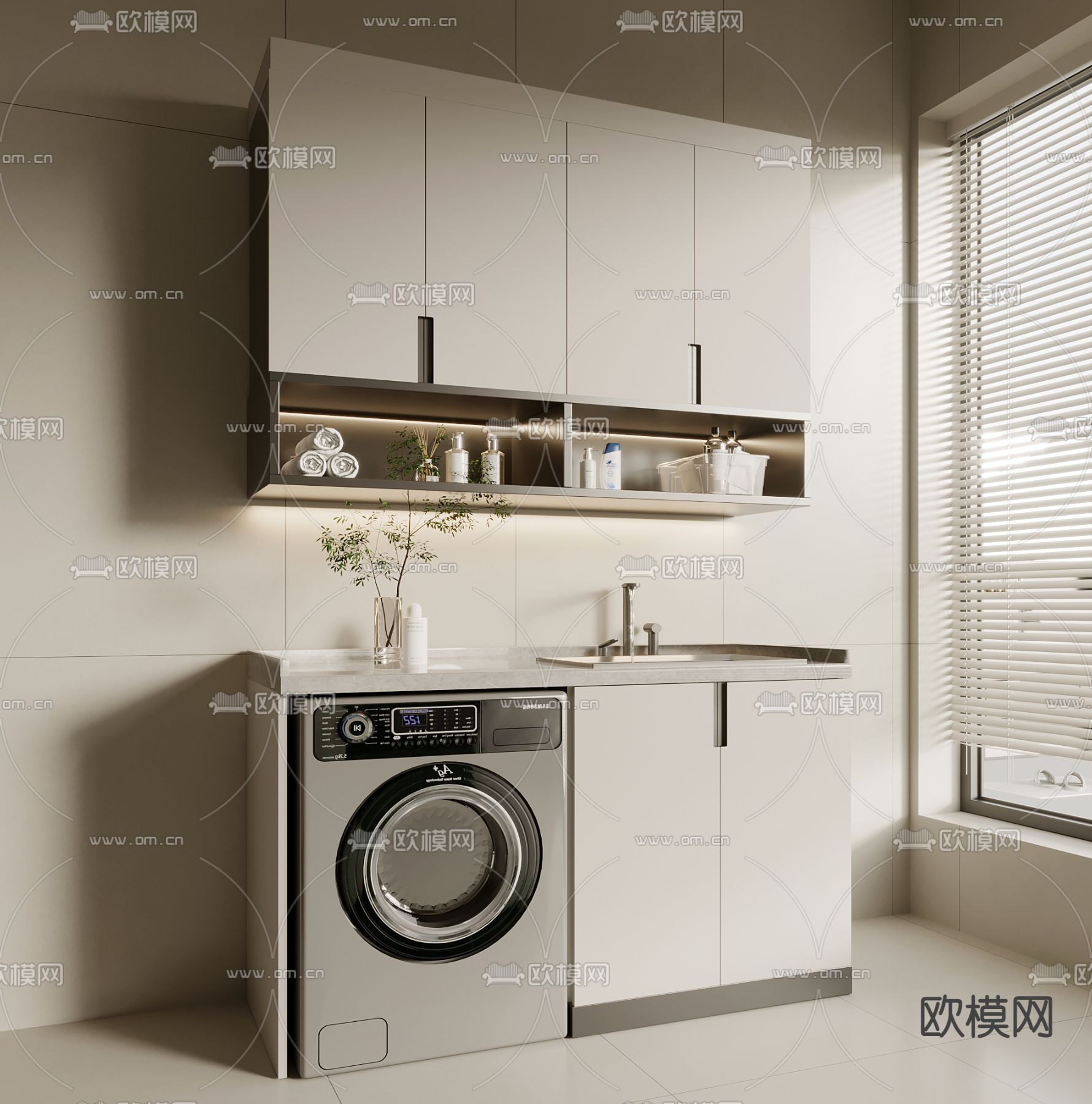 现代阳台柜 洗衣机柜3d模型下载