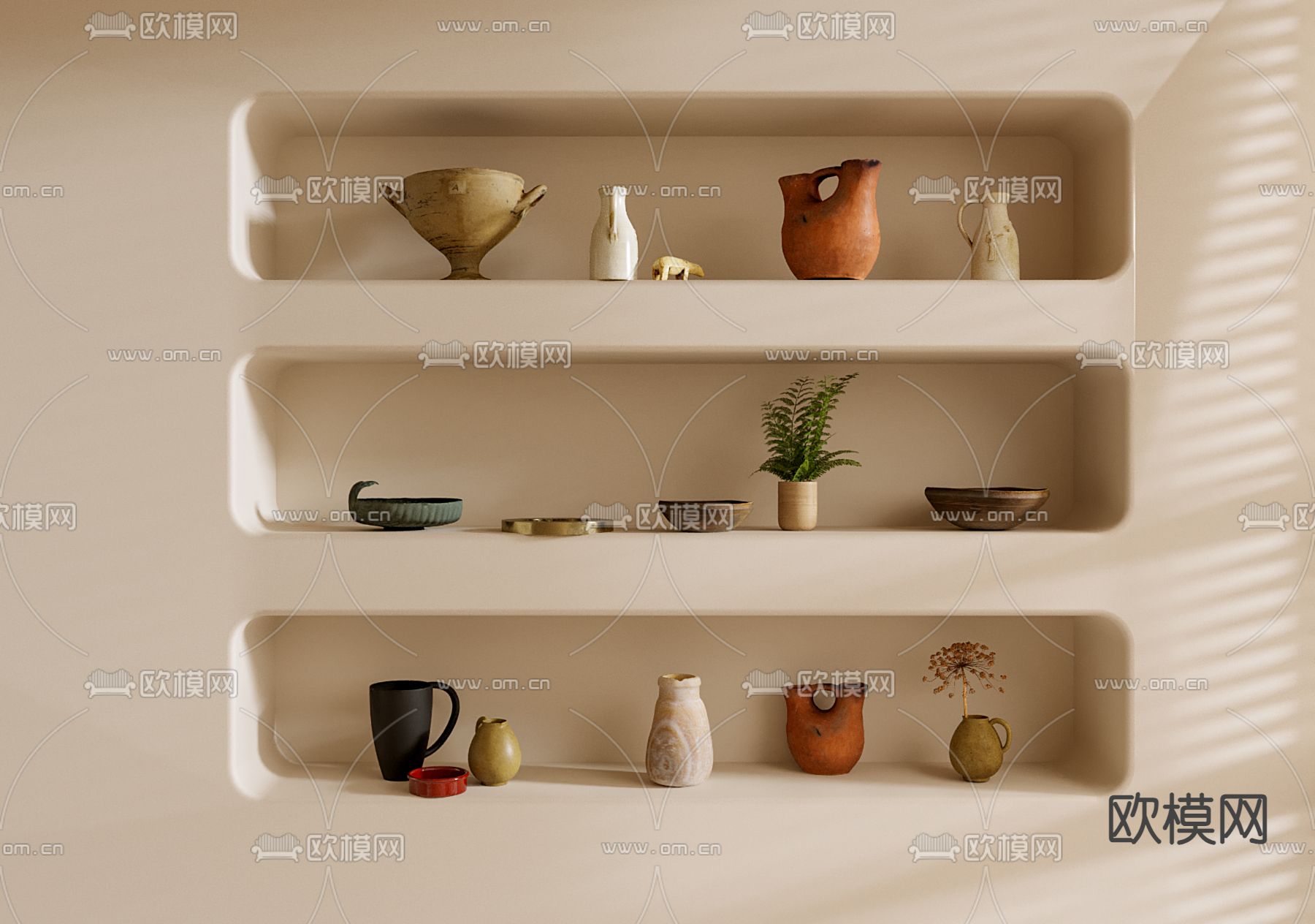 侘寂装饰品 陶罐摆件 陶瓷 陶艺 花瓶 器皿3d模型下载