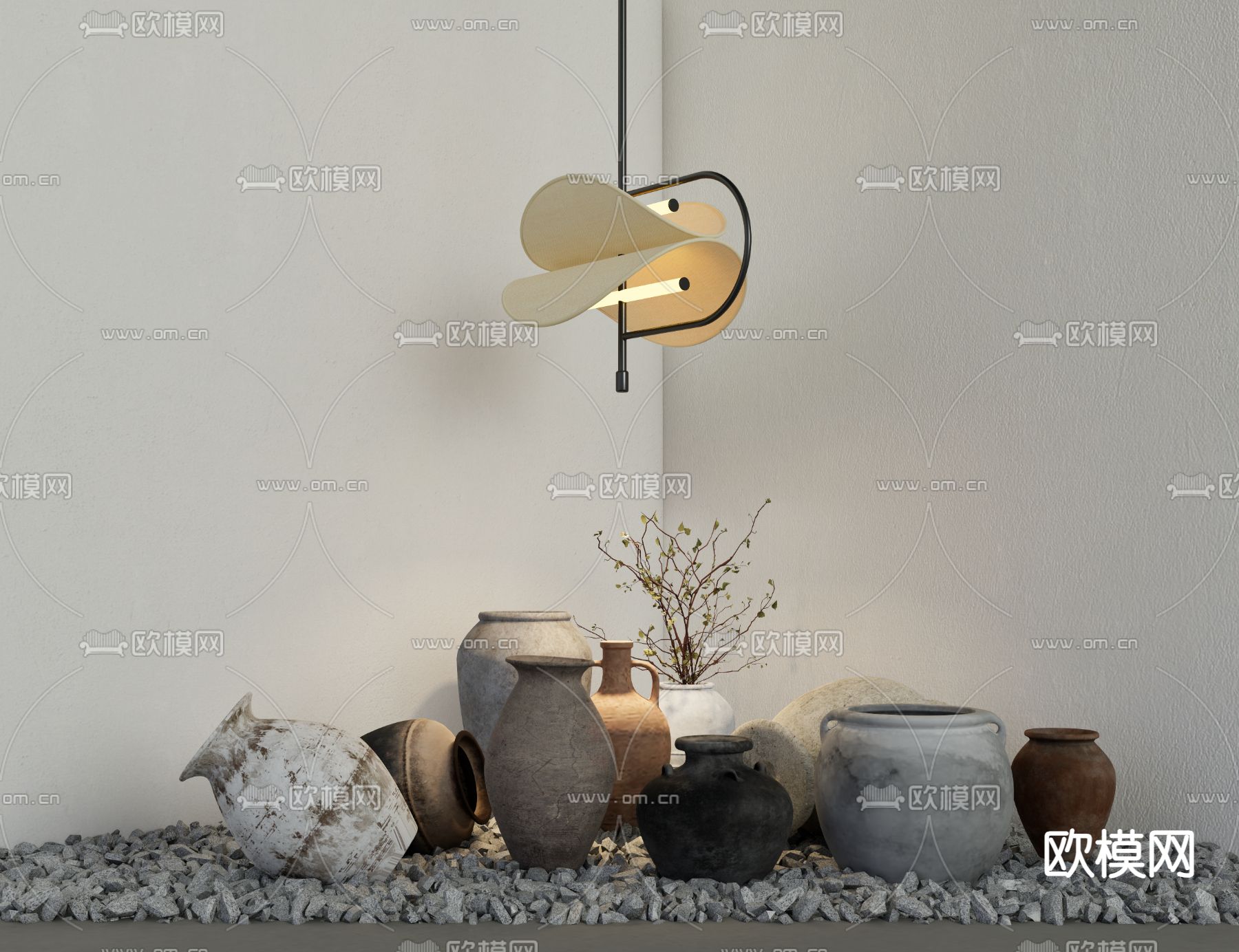 陶罐摆件 陶瓷器皿su模型下载（渲染图1）