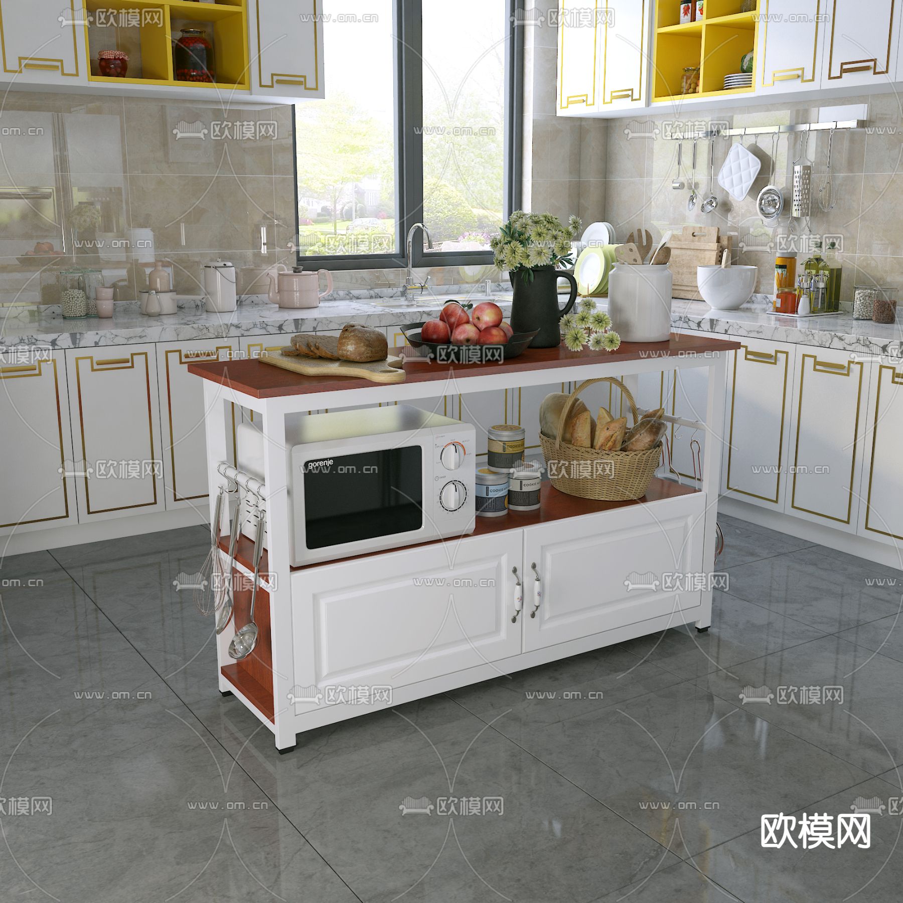 中岛橱柜免费3d模型下载