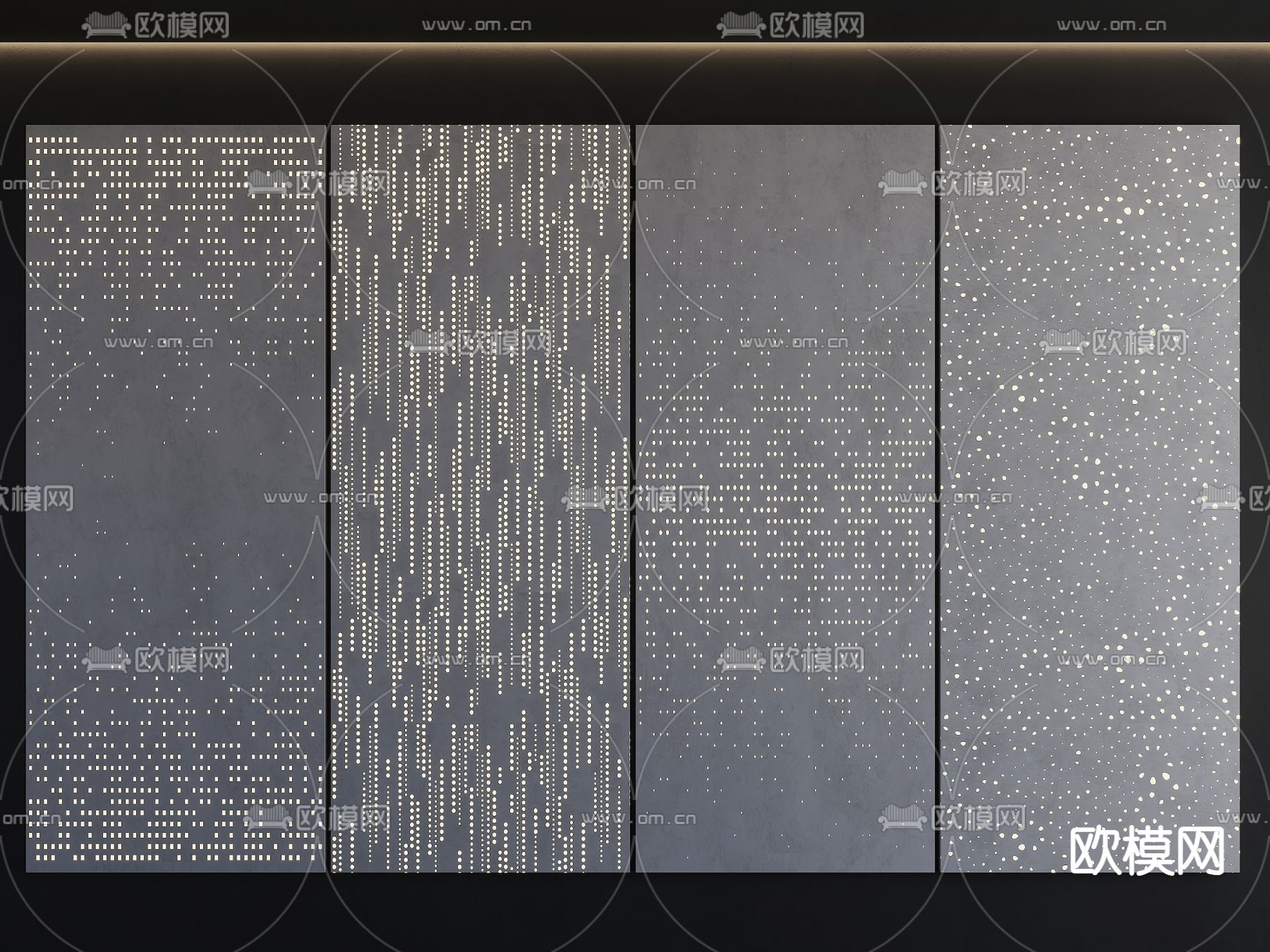 透光混凝土 穿孔板 冲孔板 铝扣板3d模型下载