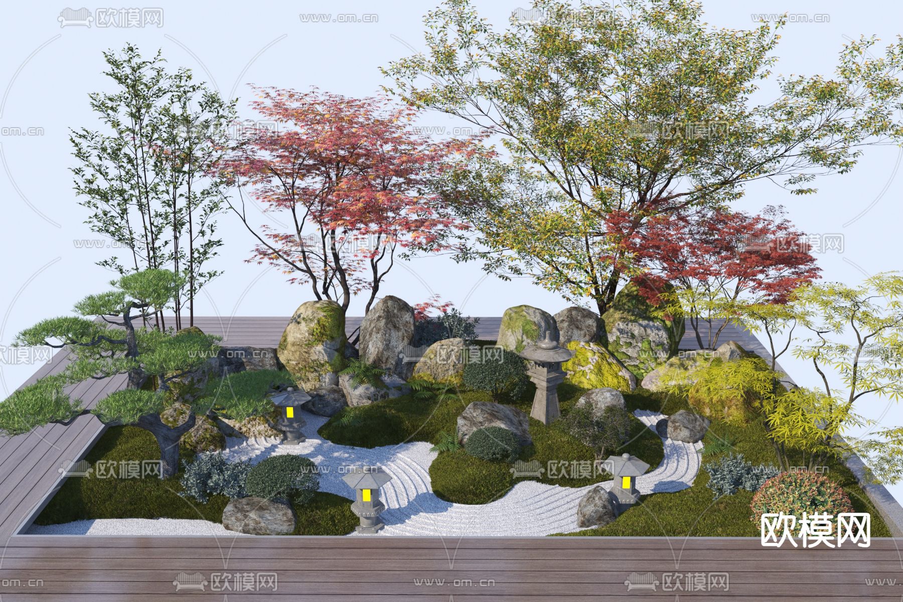 景观小品 绿植造景 景观石3d模型下载