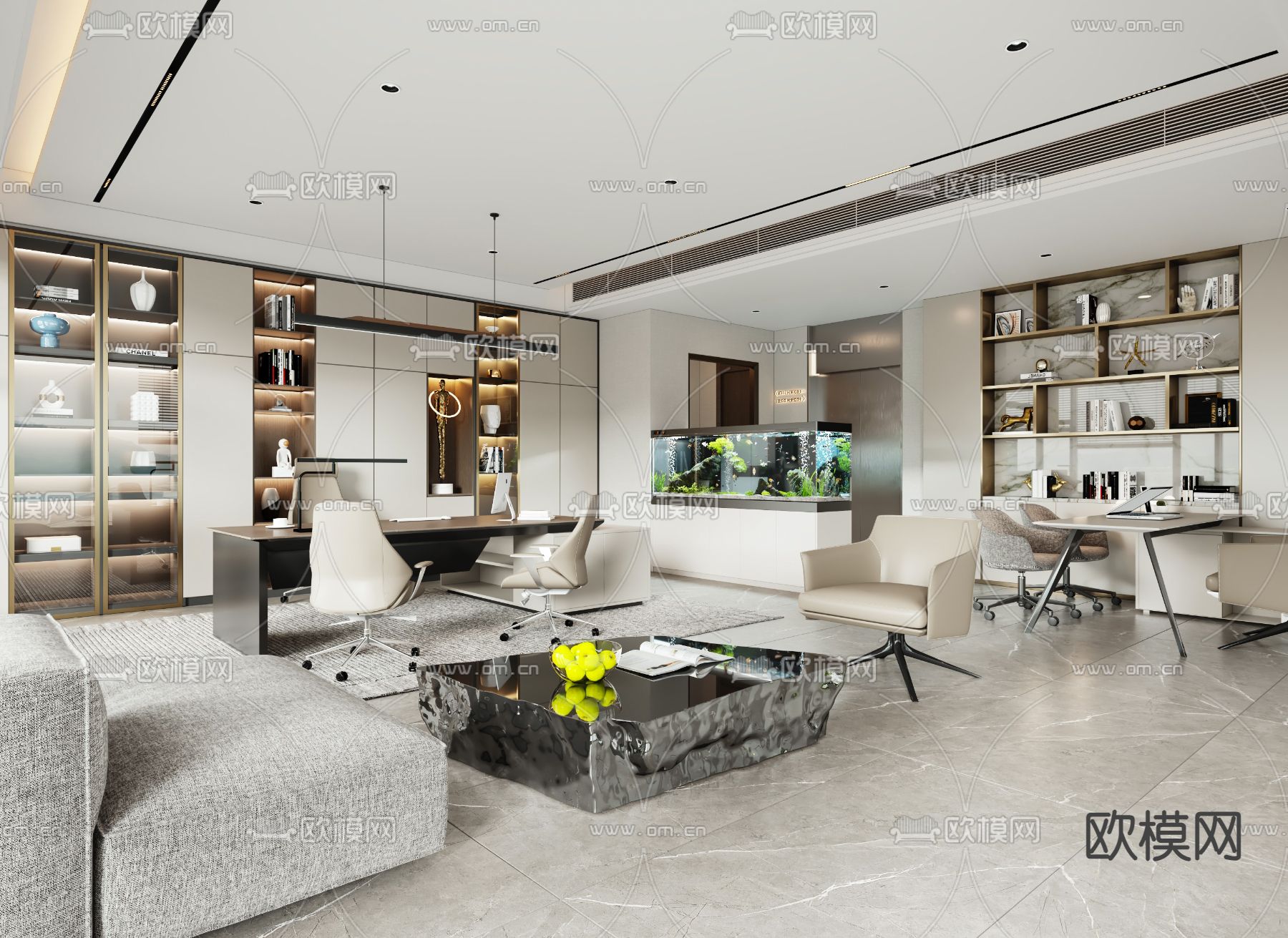 经理办公室 董事长办公室su模型下载（渲染图1）