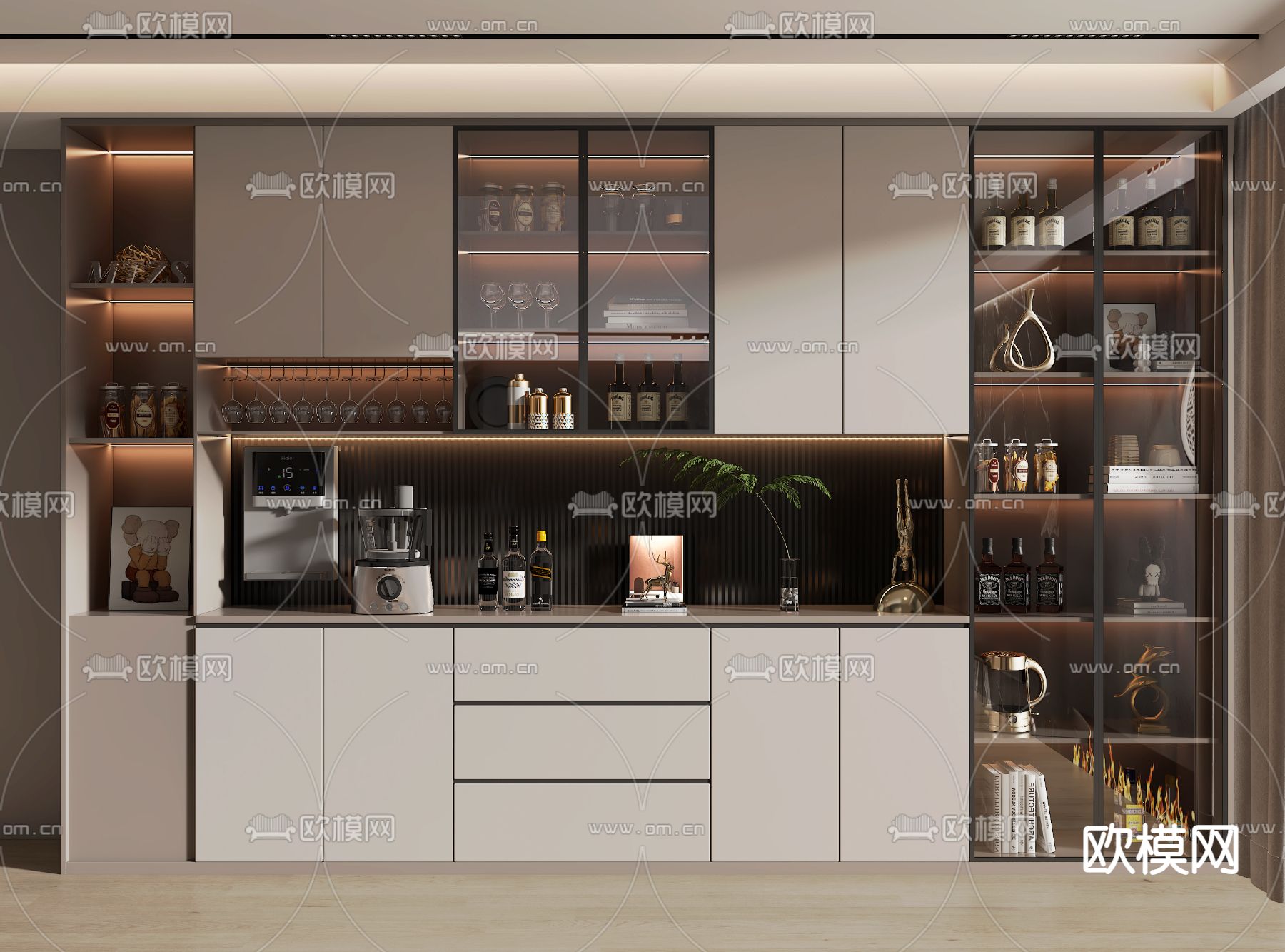 现代酒柜 餐边柜3d模型下载
