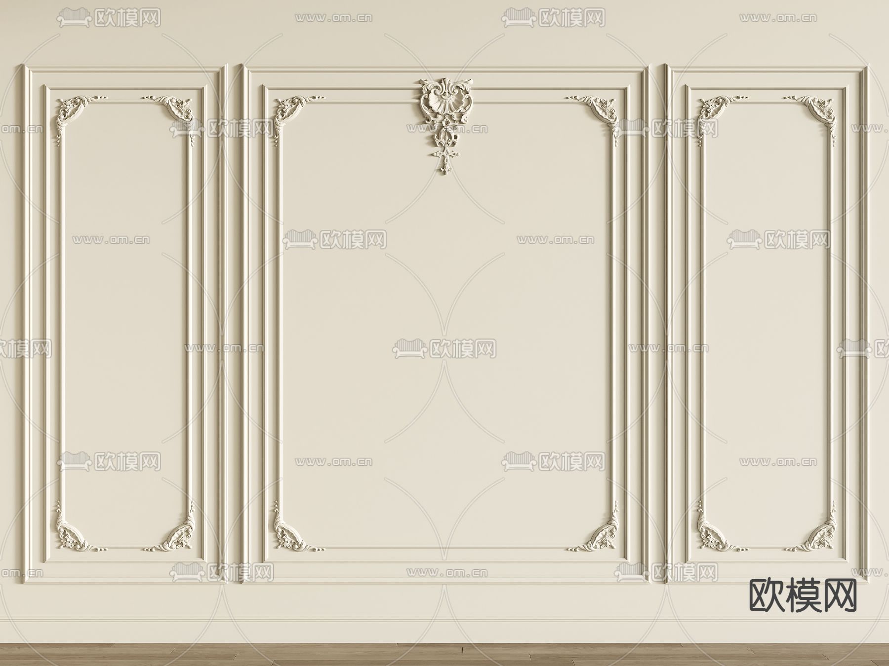 简欧雕花 护墙板su模型