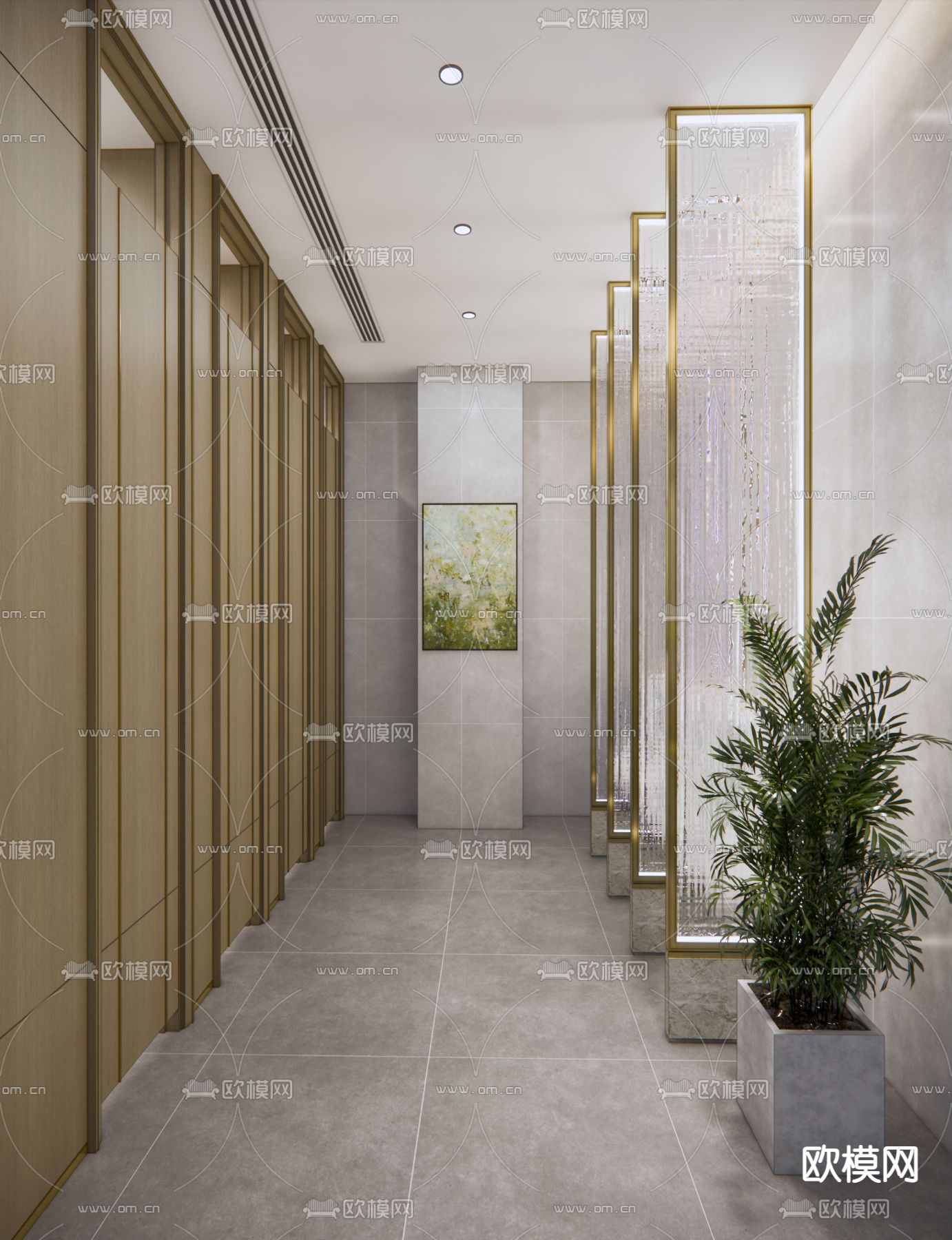 公共男卫生间su模型下载（渲染图1）