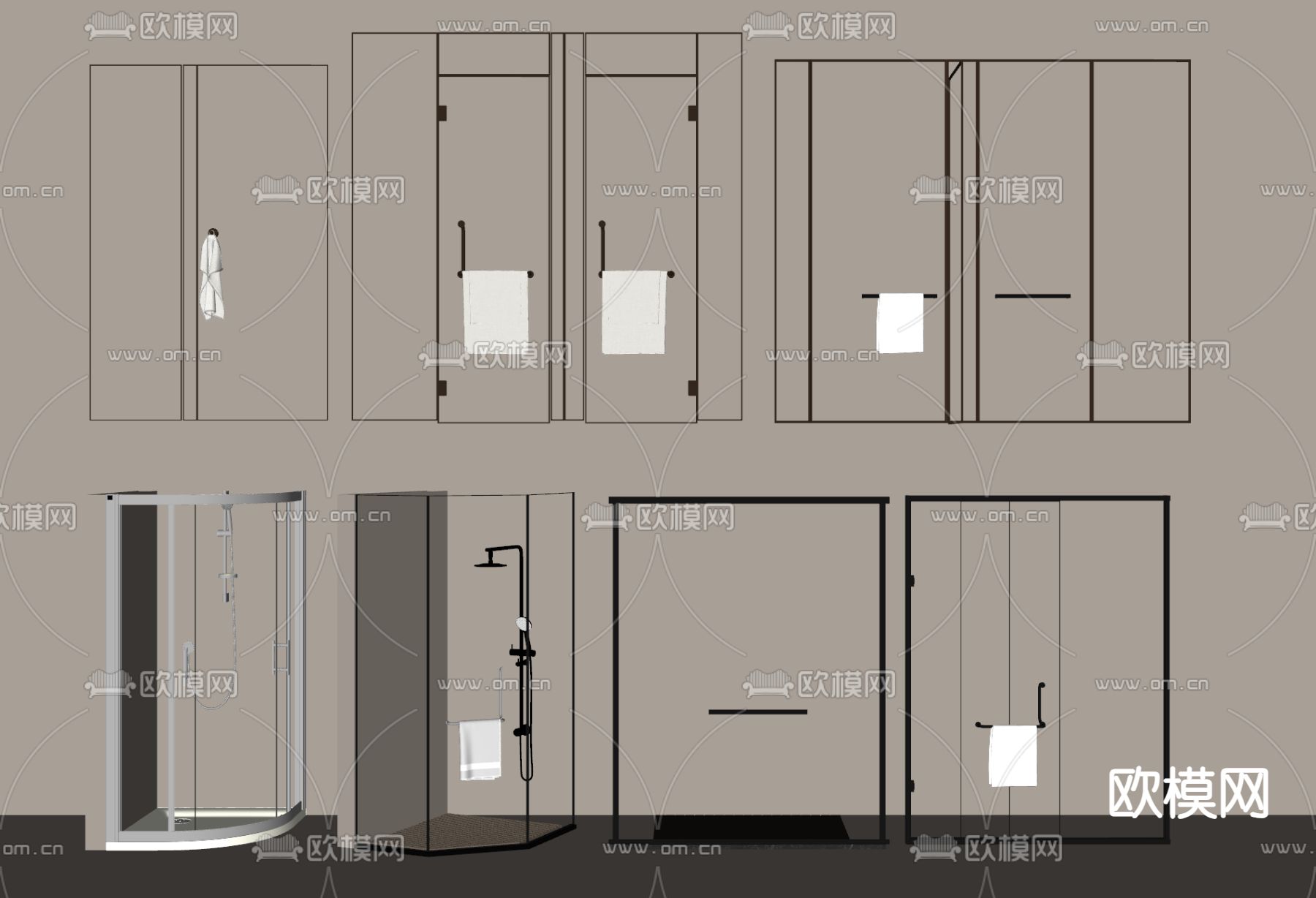 淋浴间 淋浴隔断su模型下载（渲染图2）