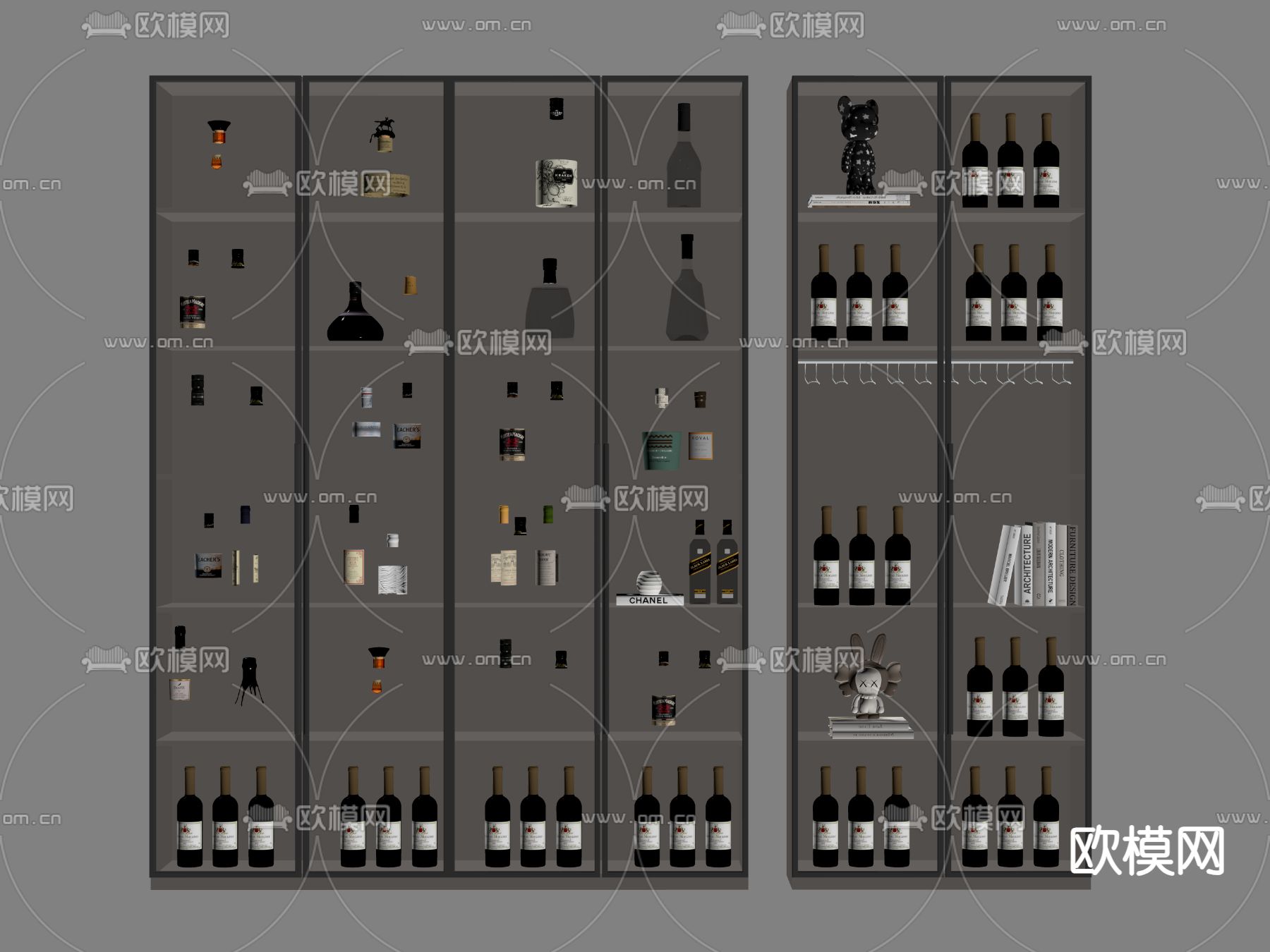 白酒 红酒 洋酒su模型下载（渲染图2）