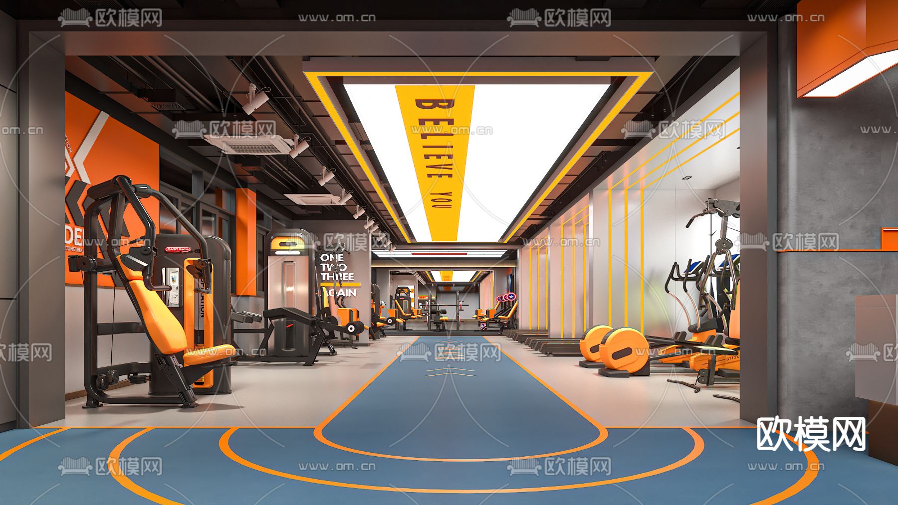 现代健身房3d模型下载