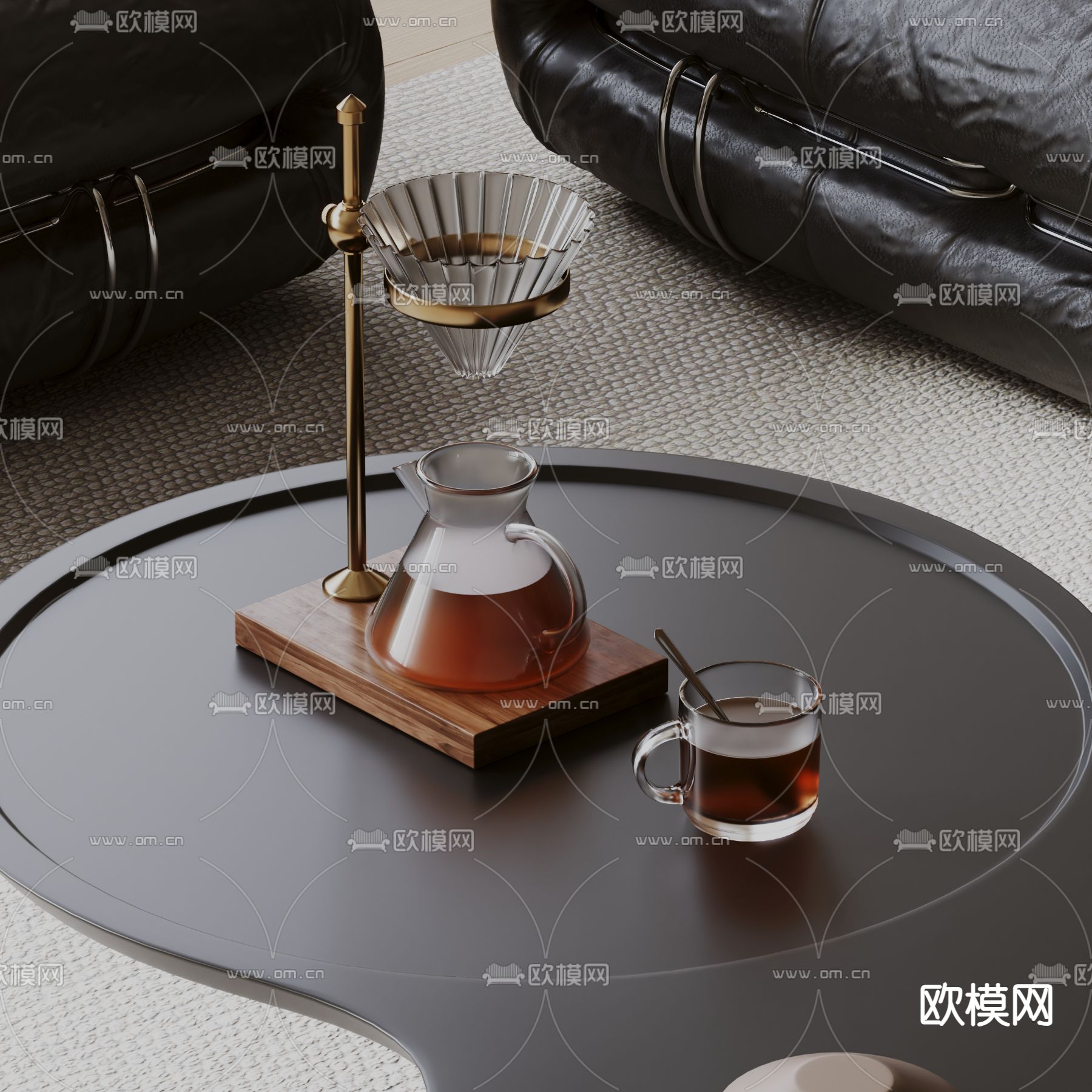 咖啡杯 饮品 咖啡壶 玻璃杯su模型下载（渲染图1）