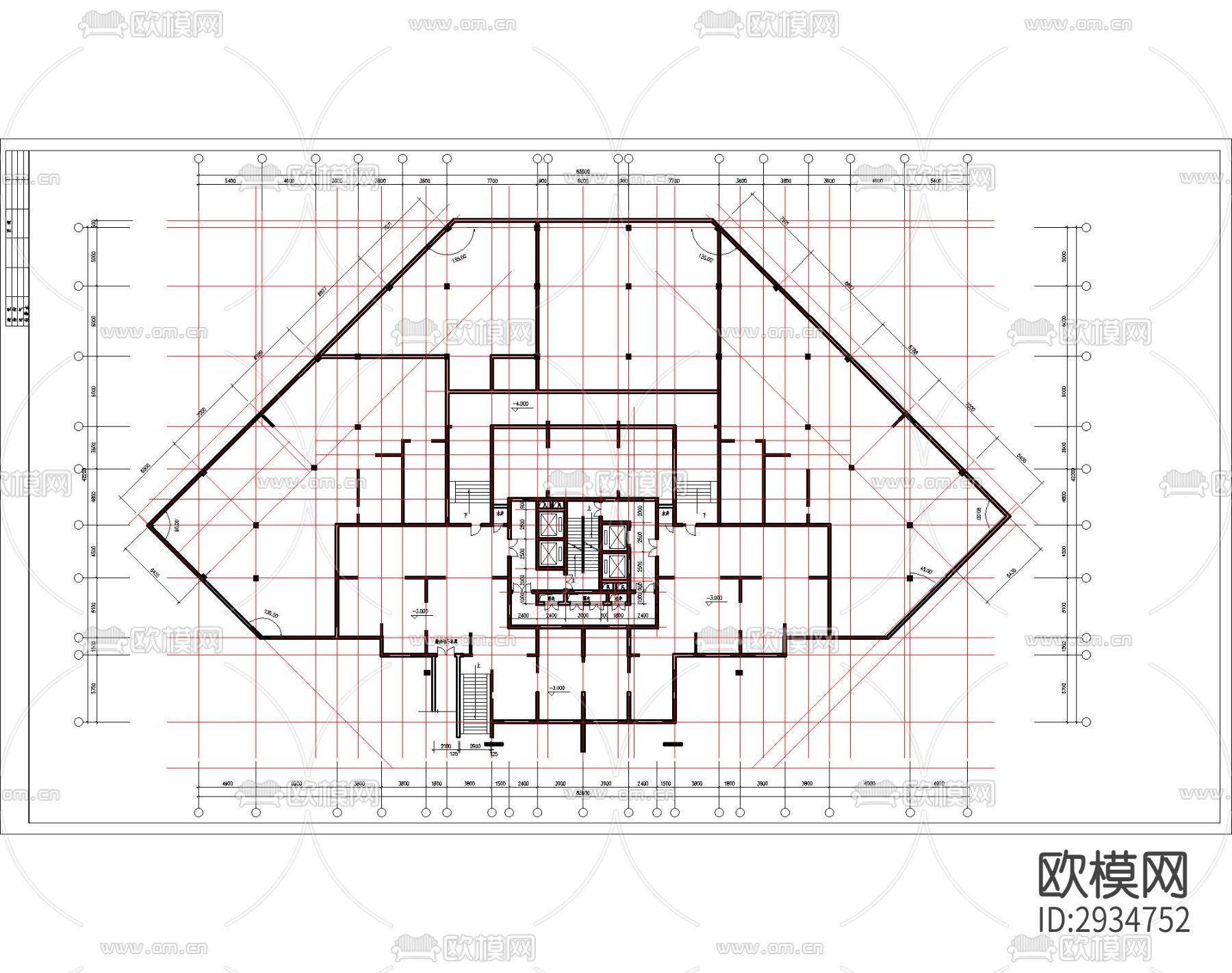 高层住宅楼建筑cad施工图下载（渲染图4）