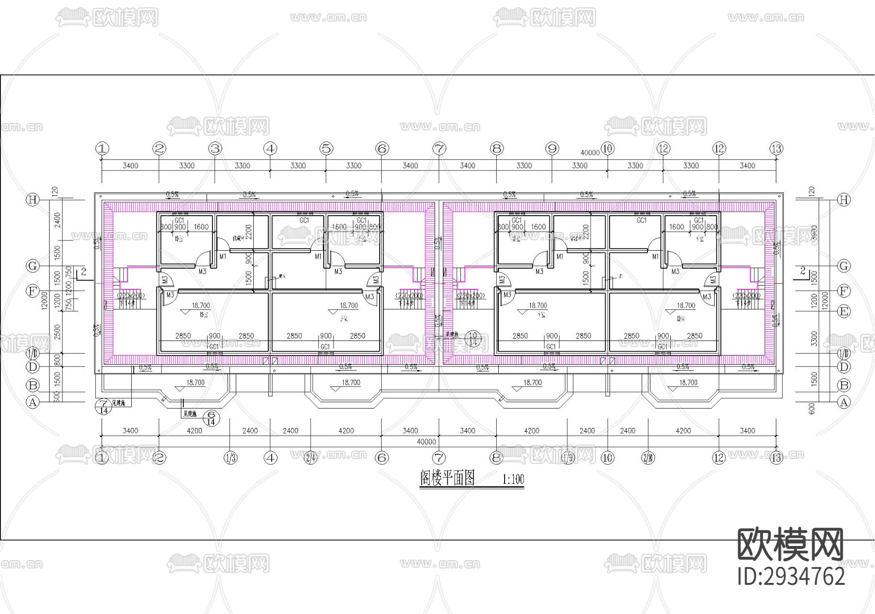 6层砖混结构商住楼设计cad施工图下载（渲染图5）