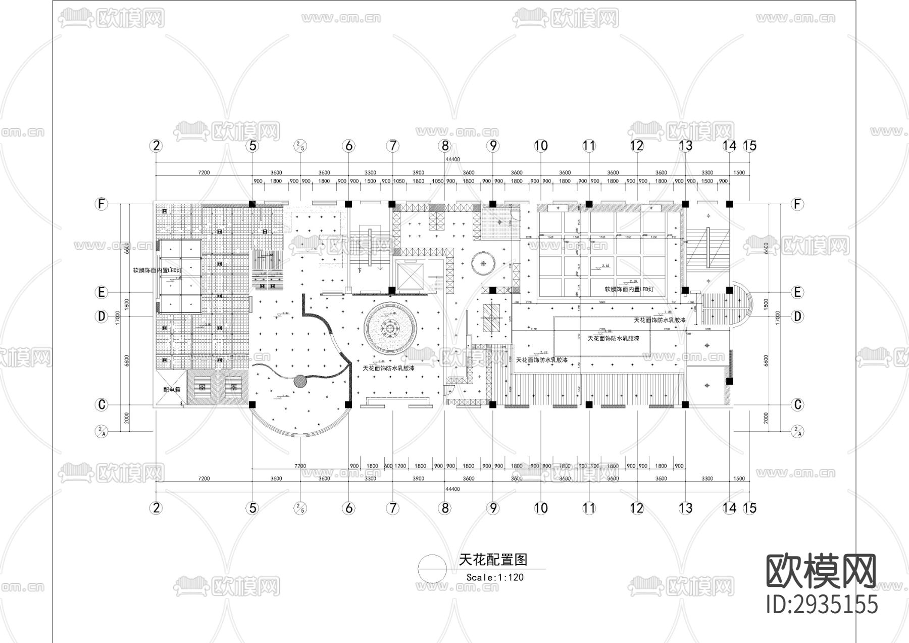 700㎡汤泉 水疗 洗浴中心cad施工图下载（渲染图2）
