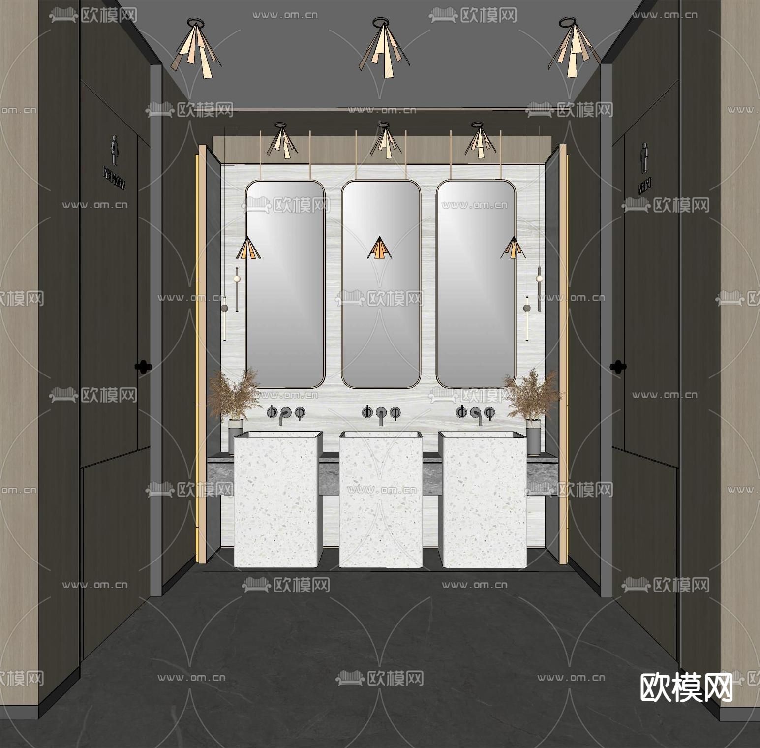 卫生间 洗手台su模型下载（渲染图2）