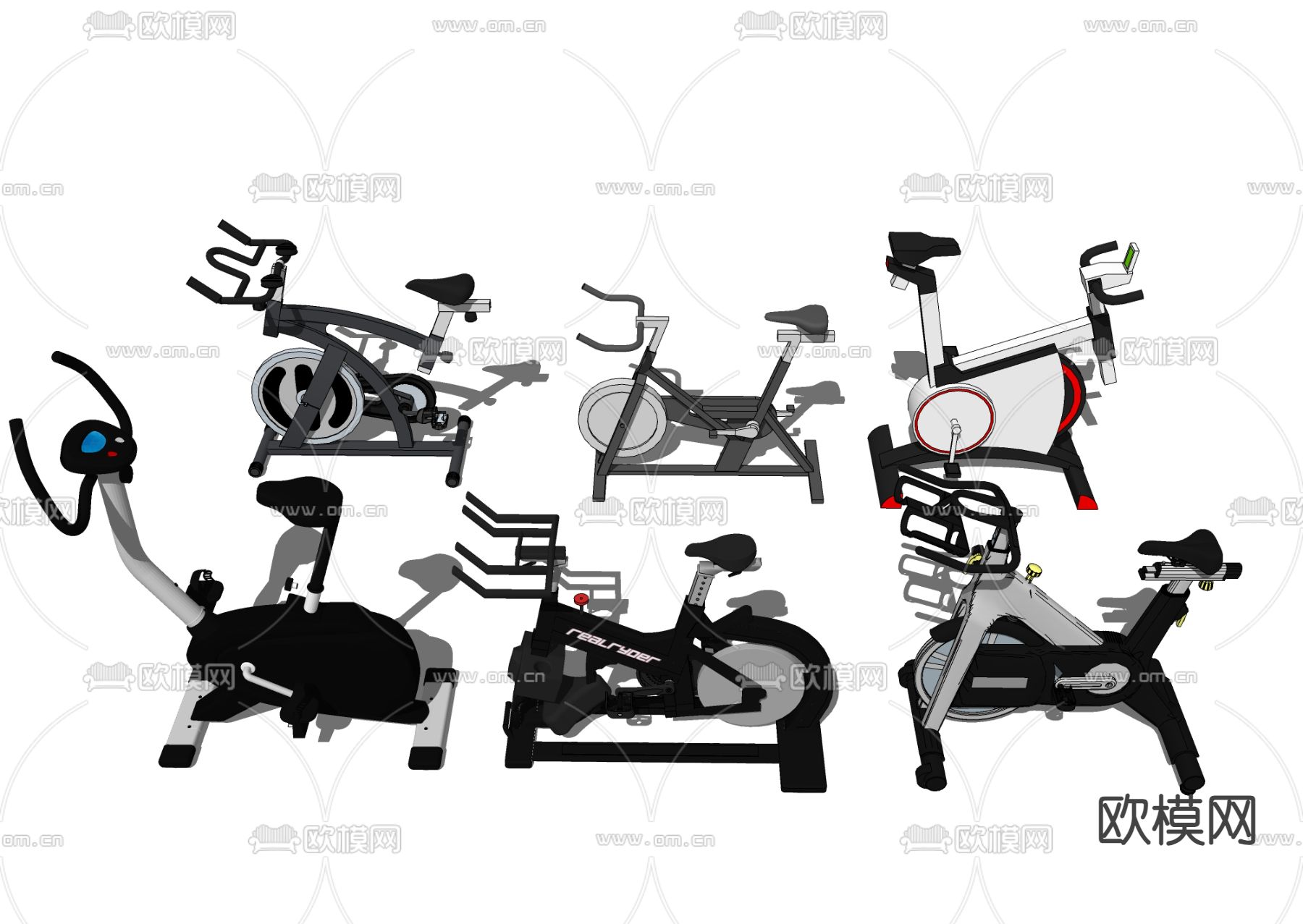 动感单车 运动器材su模型下载（渲染图1）