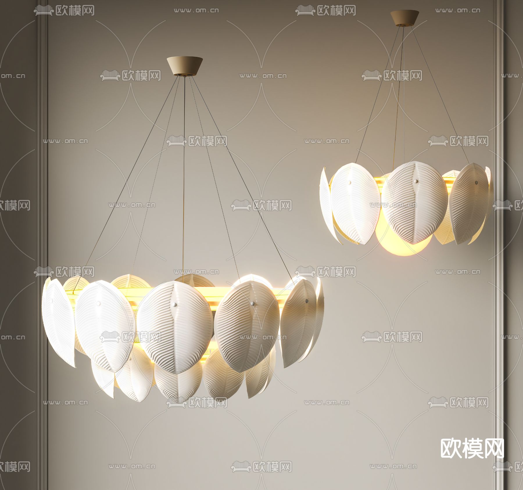 奶油风吊灯 花瓣吊灯3d模型下载